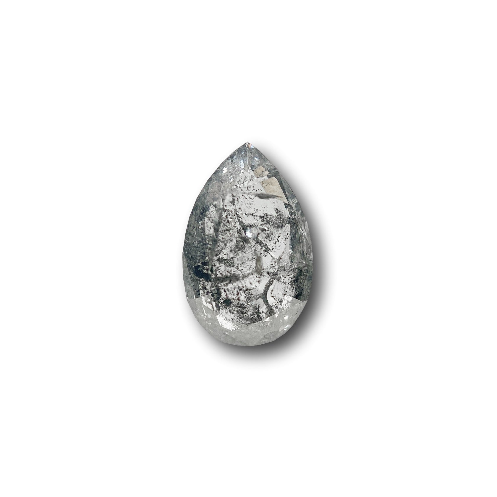 1.27ct | Salt & Pepper Pear Shape Rose Cut Diamond - Modern Rustic Diamond