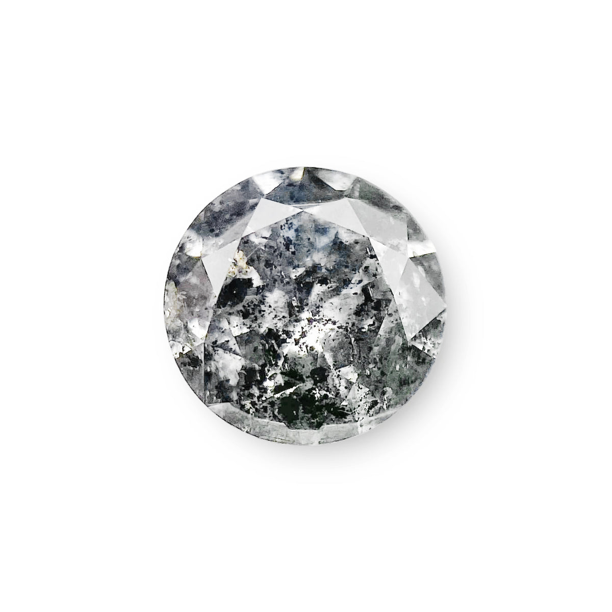 0.62ct | Salt &amp; Pepper Round Shape Brilliant Cut Diamond - Modern Rustic Diamond