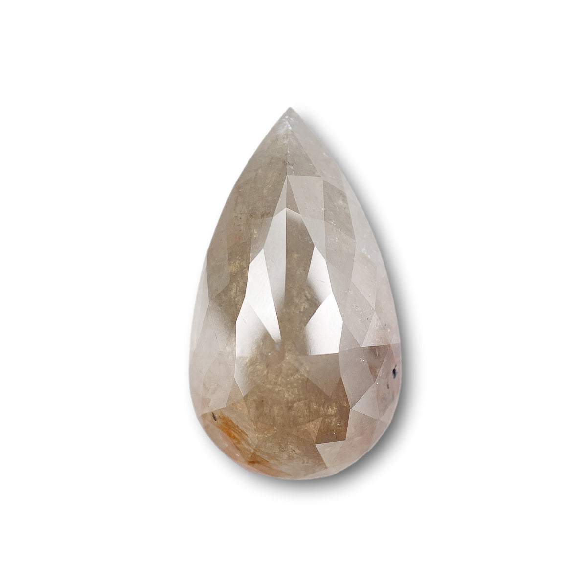 7.23ct | Salt &amp; Pepper Pear Shape Rose Cut Diamond - Modern Rustic Diamond