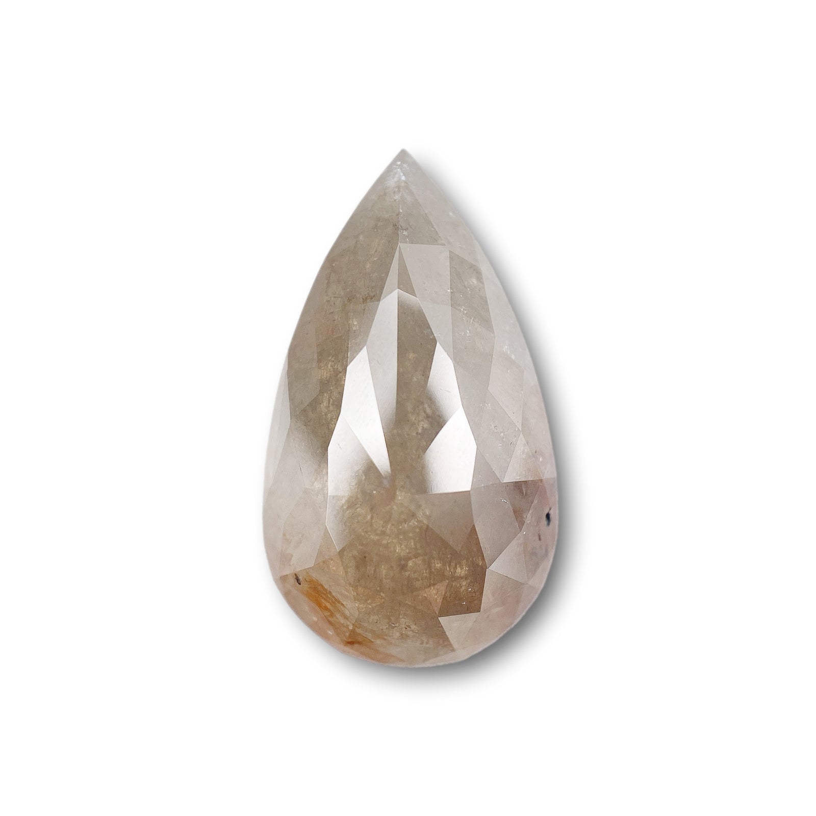 7.23ct | Salt & Pepper Pear Shape Rose Cut Diamond - Modern Rustic Diamond