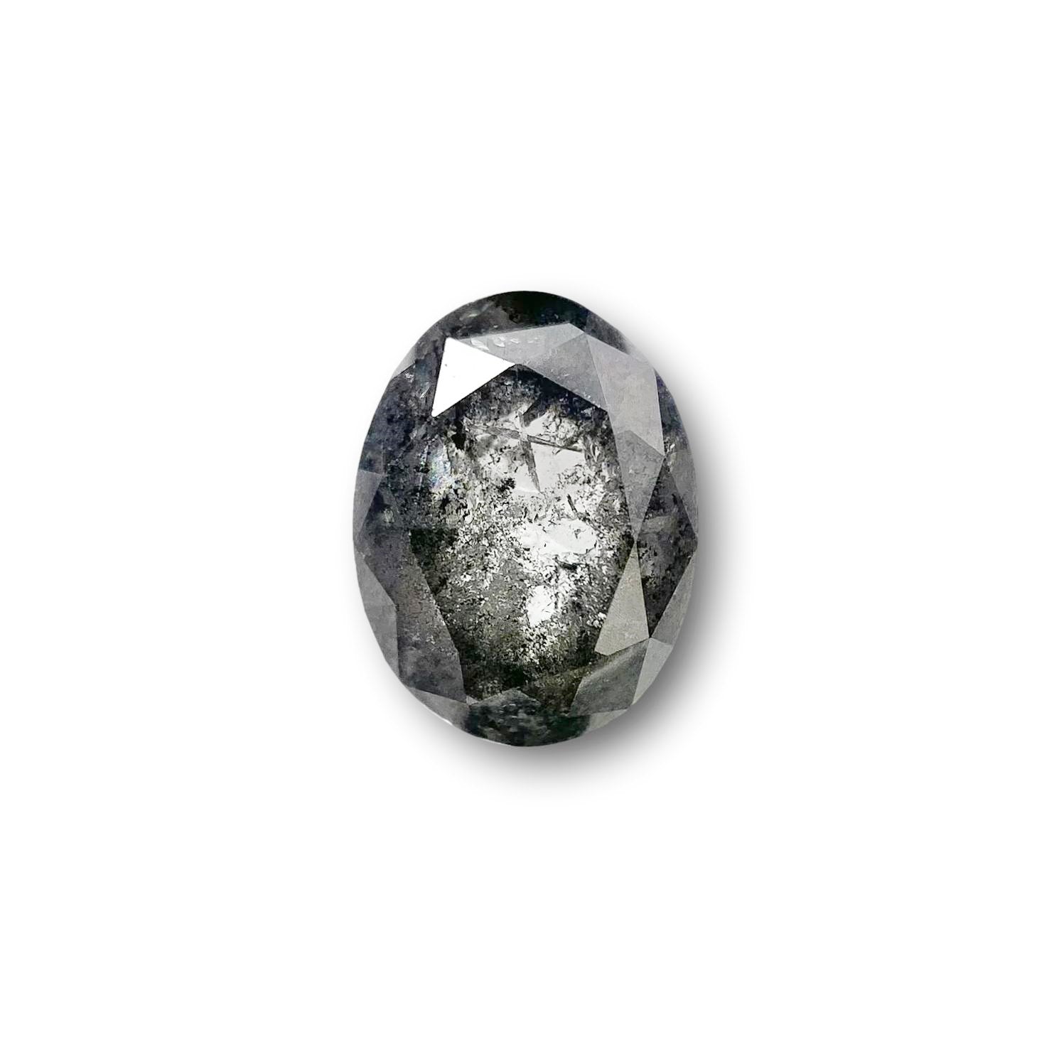 1.42ct | Salt & Pepper Oval Shape Rose Cut Diamond - Modern Rustic Diamond