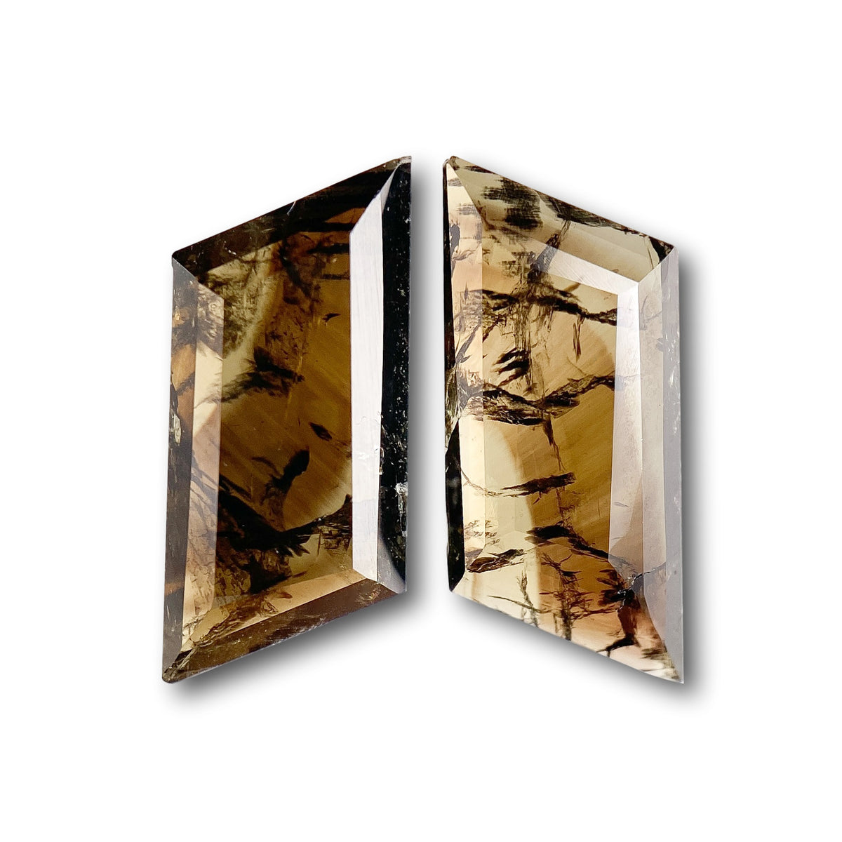 1.69cttw | Salt &amp; Pepper Trapezoid Shape Rose Cut Diamond Matched Pair - Modern Rustic Diamond