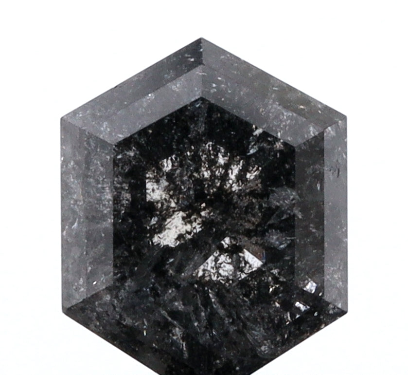 0.87ct | Salt & Pepper Hexagon Shape Brilliant Cut Diamond - Modern Rustic Diamond