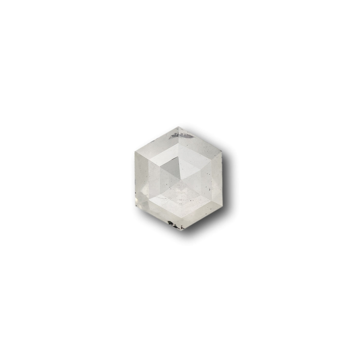 1.13ct | Salt &amp; Pepper Hexagon Shape Rose Cut Diamond - Modern Rustic Diamond