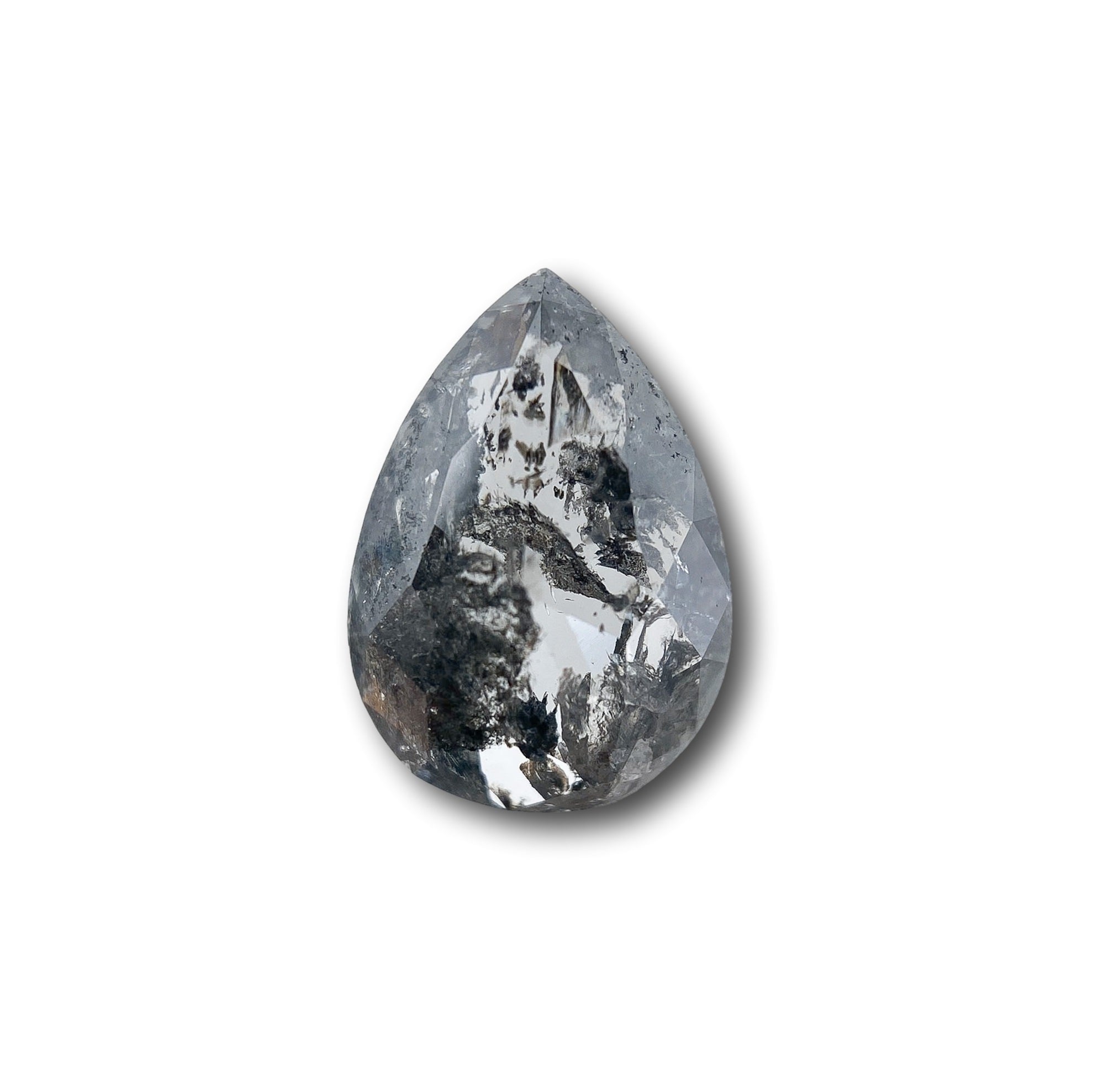 0.97ct | Salt & Pepper Pear Shape Rose Cut Diamond - Modern Rustic Diamond