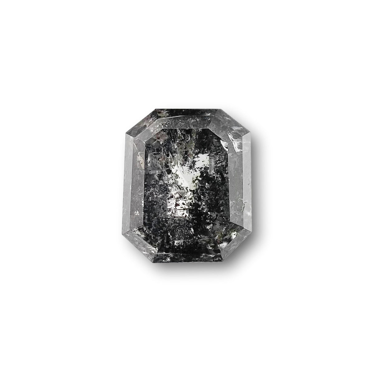 0.75ct | Salt &amp; Pepper Emerald Shape Brilliant Cut Diamond - Modern Rustic Diamond