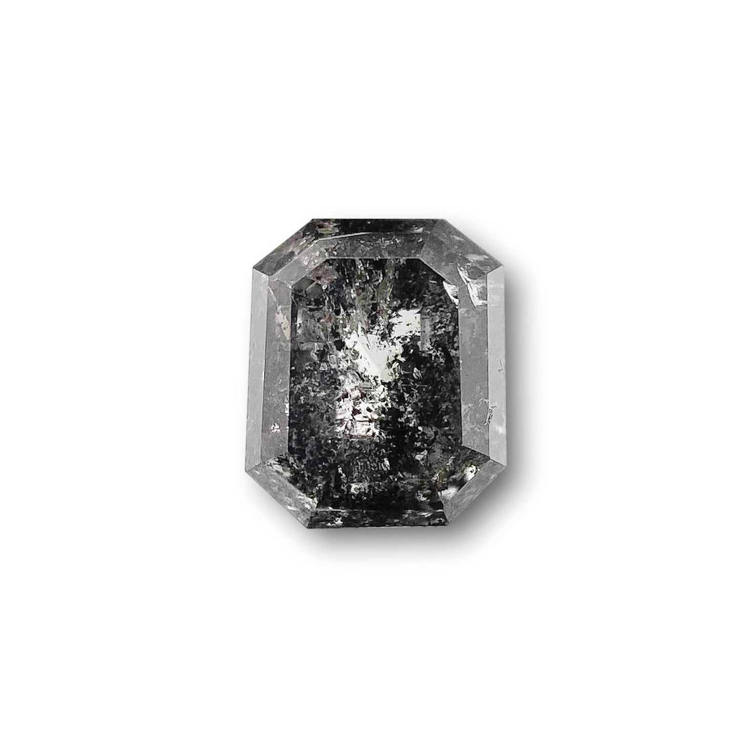 0.75ct | Salt & Pepper Emerald Shape Brilliant Cut Diamond - Modern Rustic Diamond