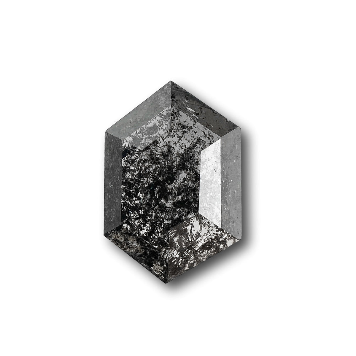 0.53ct | Salt &amp; Pepper Hexagon Shape Rose Cut Diamond - Modern Rustic Diamond