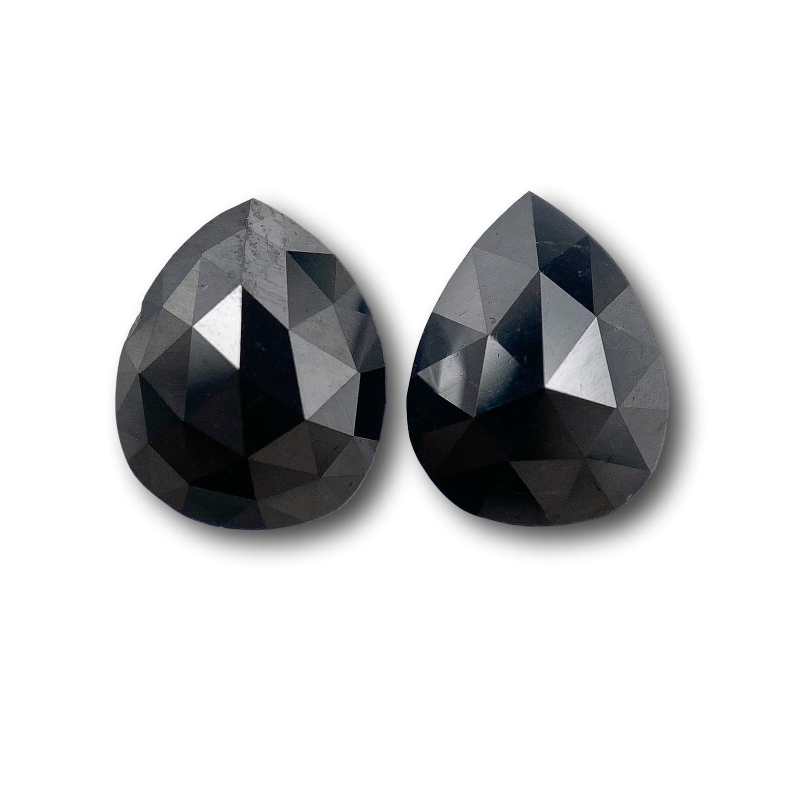 1.91cttw | Black Pear Shape Rose Cut Diamond Matched Pair-Modern Rustic Diamond