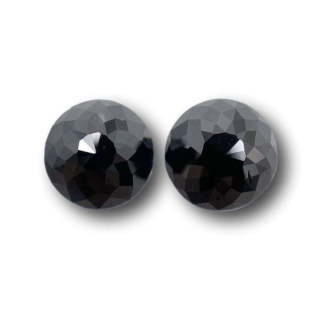 1.91cttw | Black Round Shape Rose Cut Diamond Matched Pair-Modern Rustic Diamond