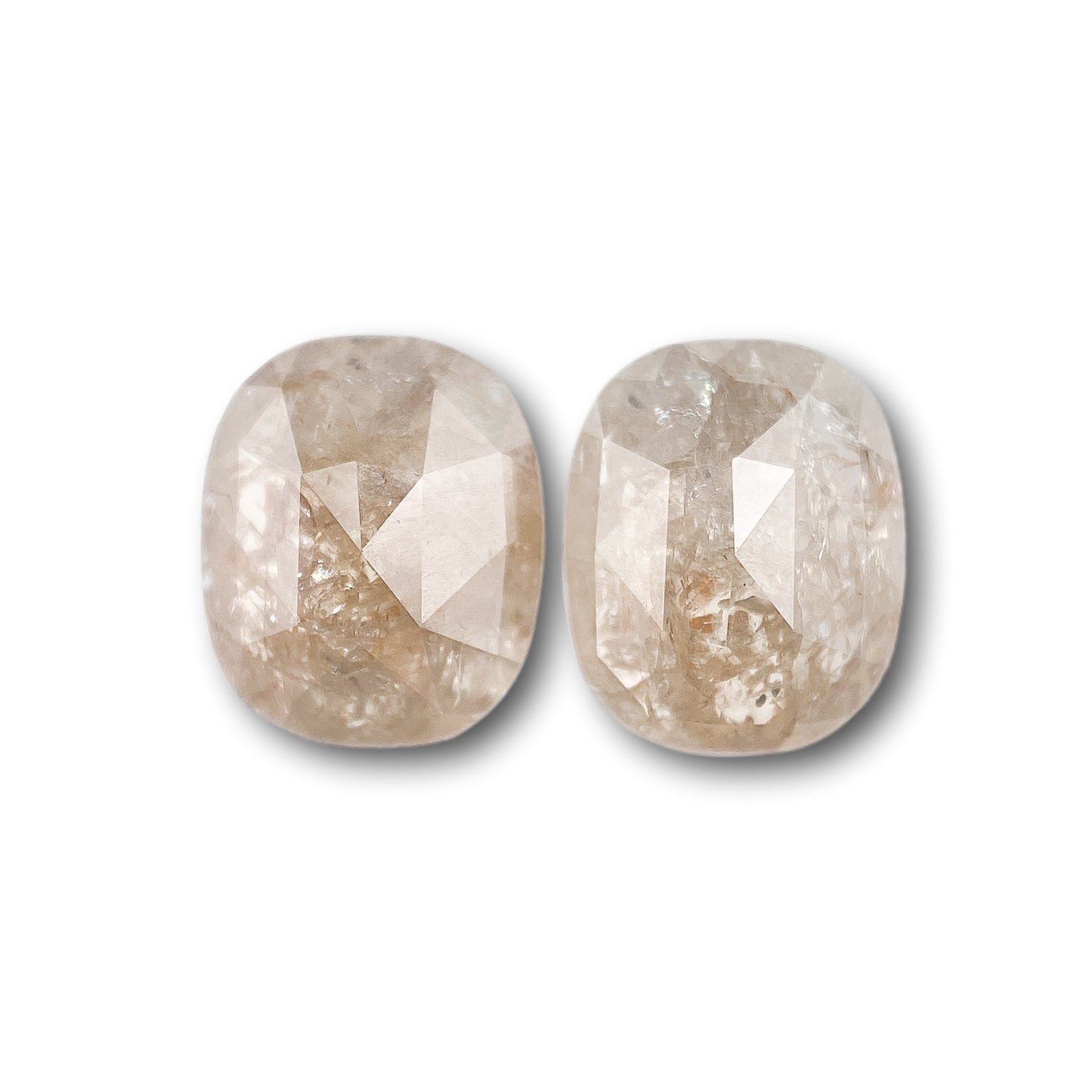 2.08cttw | Rustic  Cushion Shape Rose Cut Diamond Matched Pair - Modern Rustic Diamond