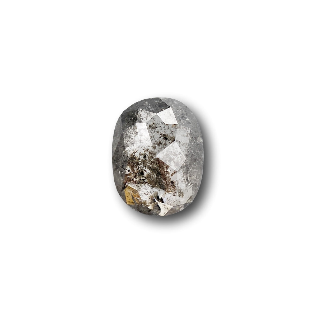 1.71ct | Salt &amp; Pepper Oval Shape Rose Cut Diamond - Modern Rustic Diamond