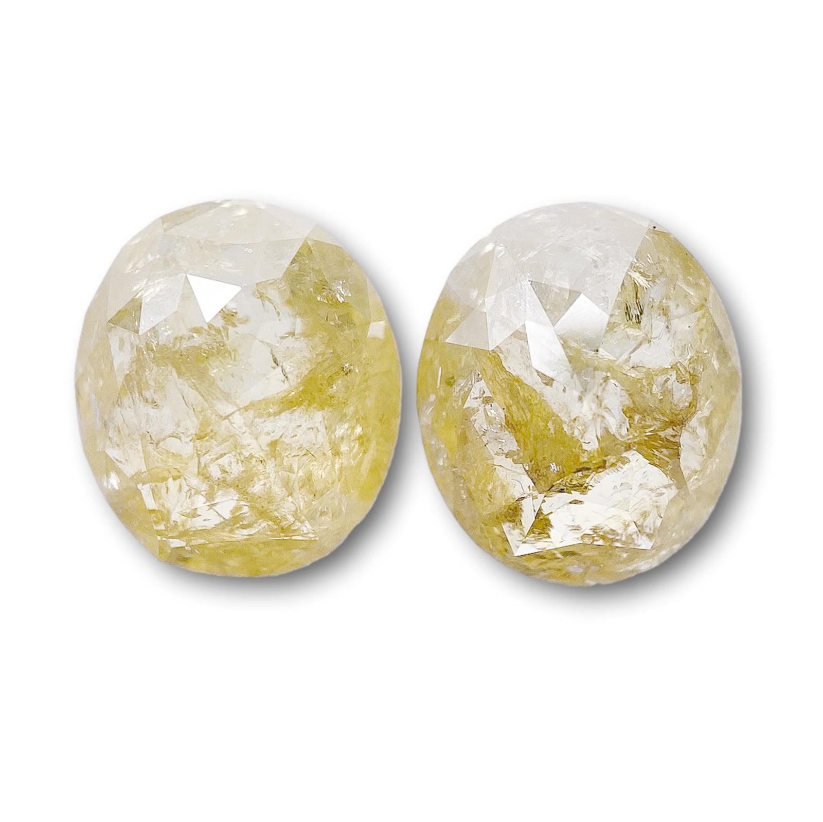 3.34cttw | Rustic  Oval Shape Rose Cut Diamond Matched Pair - Modern Rustic Diamond