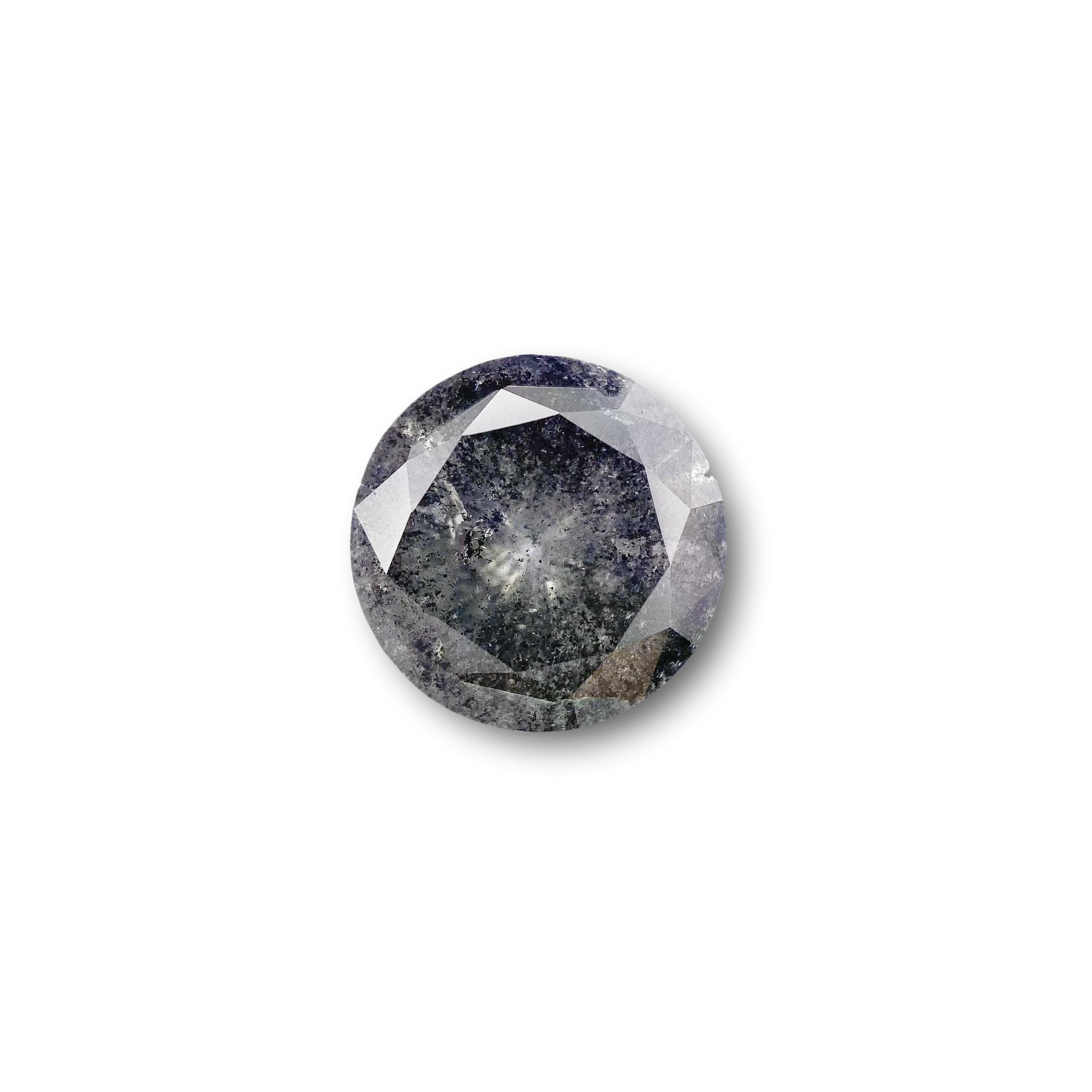 3.24ct | Salt & Pepper Round Shape Brilliant Cut Diamond - Modern Rustic Diamond