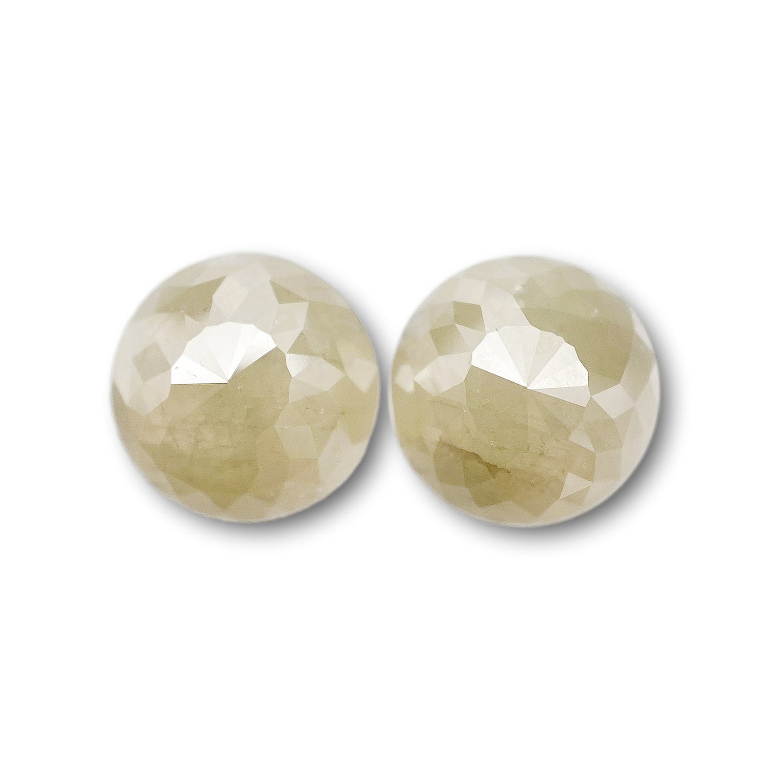 4.46cttw | Rustic  Round Shape Rose Cut Diamond Matched Pair - Modern Rustic Diamond