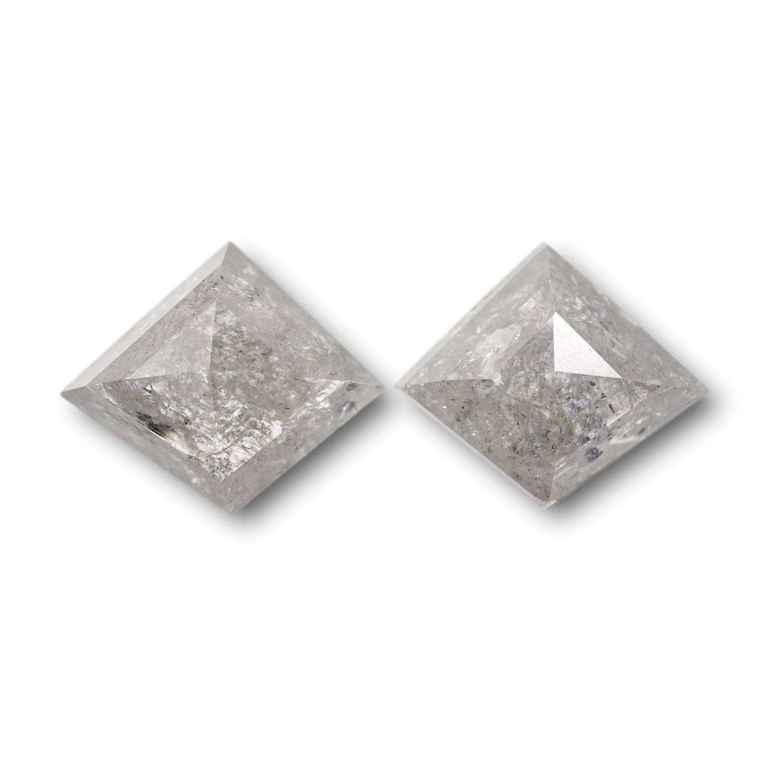 4.42cttw | Rustic Kite Shape Rose Cut Diamond Matched Pair - Modern Rustic Diamond