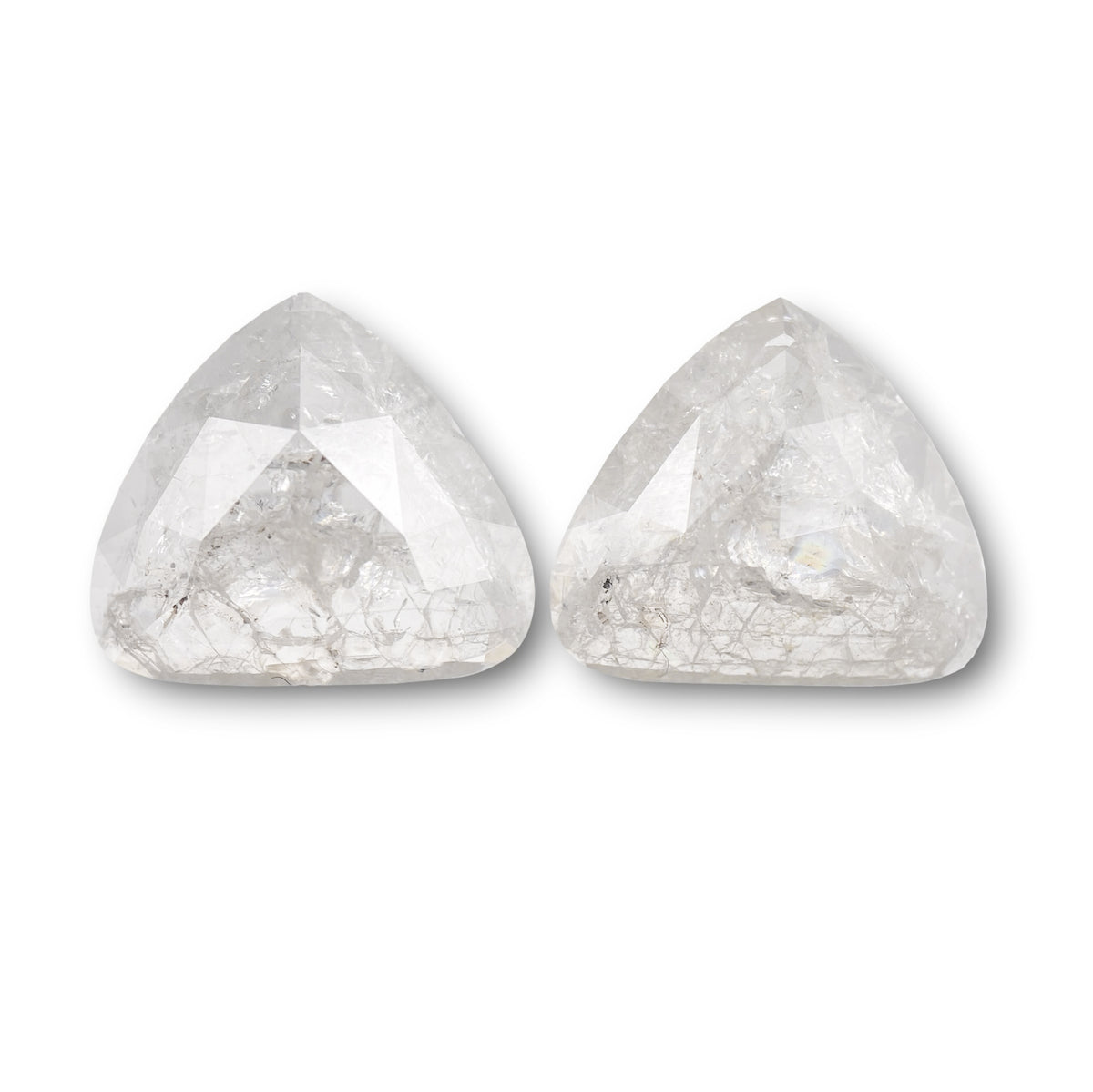 4.48cttw | Rustic Pear Shape Rose Cut Diamond Matched Pair - Modern Rustic Diamond