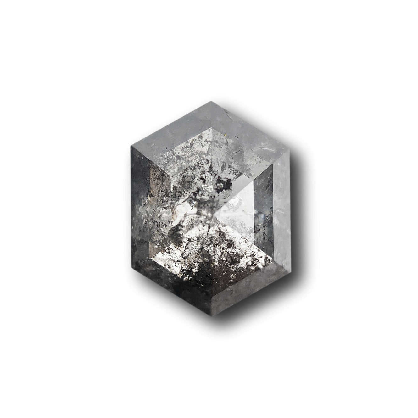 0.86ct | Salt & Pepper Hexagon Shape Rose Cut Diamond - Modern Rustic Diamond