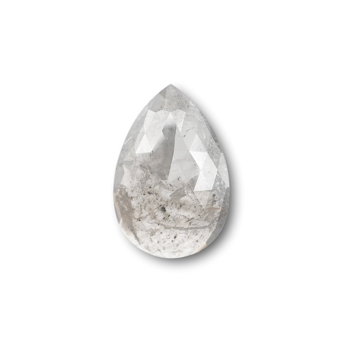 3.58ct | Salt &amp; Pepper Pear Shape Rose Cut Diamond - Modern Rustic Diamond