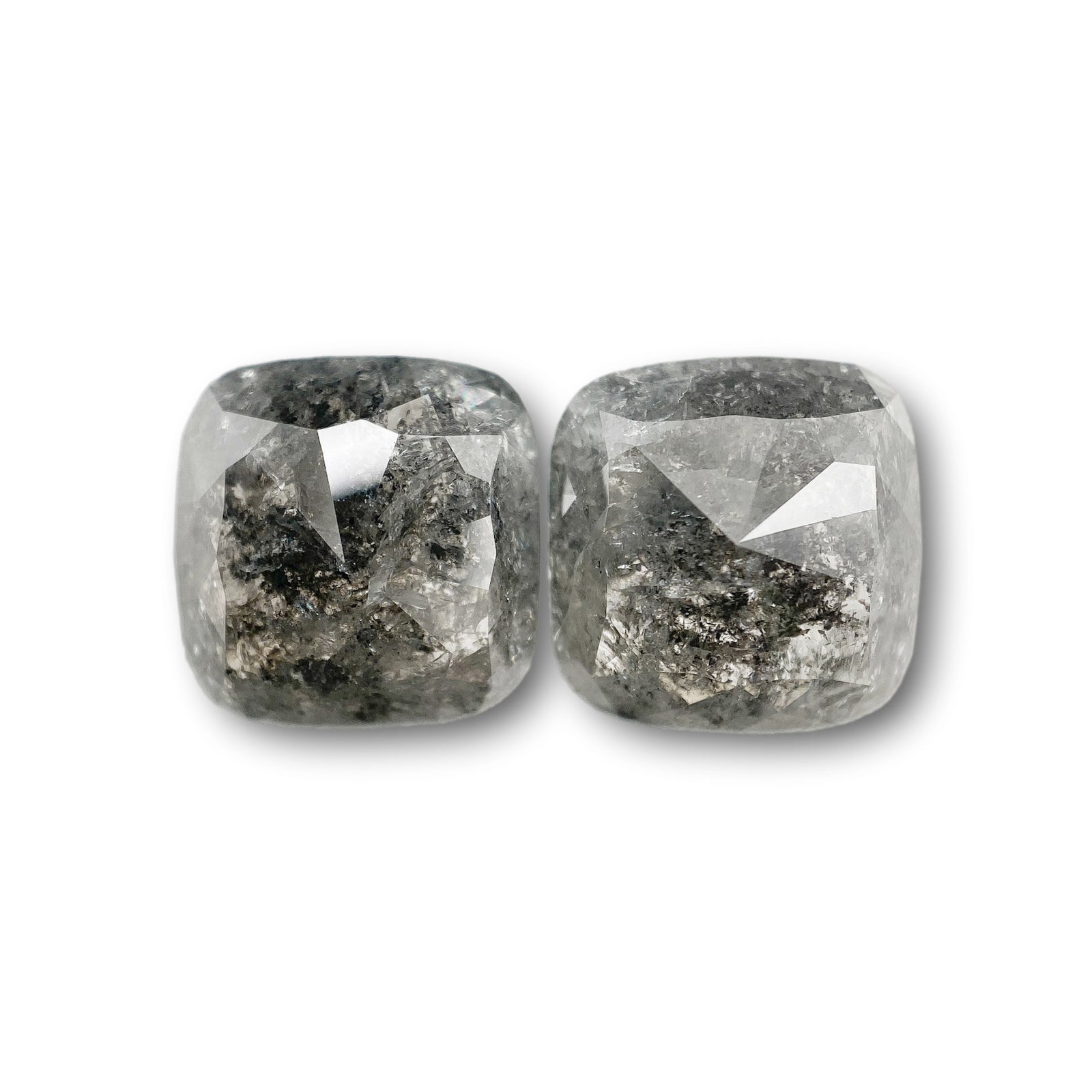 6.96cttw | Rustic  Cushion Shape Rose Cut Diamond Matched Pair - Modern Rustic Diamond