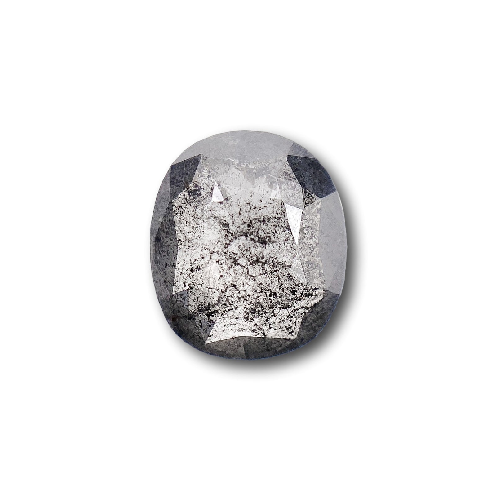 0.85ct | Salt & Pepper Cushion Shape Rose Cut Diamond - Modern Rustic Diamond