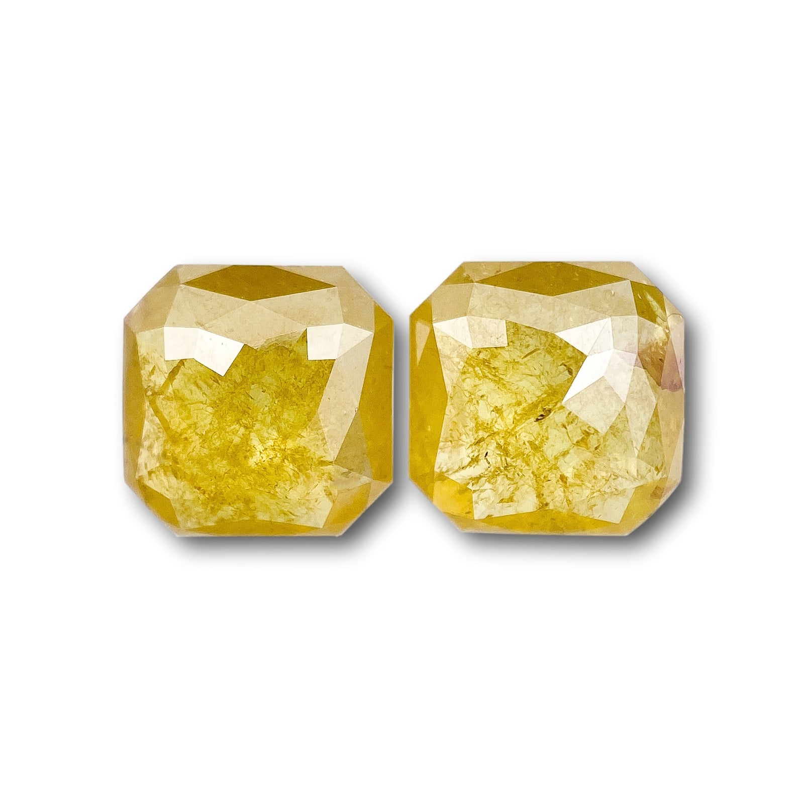 2.01cttw | Rustic  Asscher Shape Step Cut Diamond Matched Pair - Modern Rustic Diamond