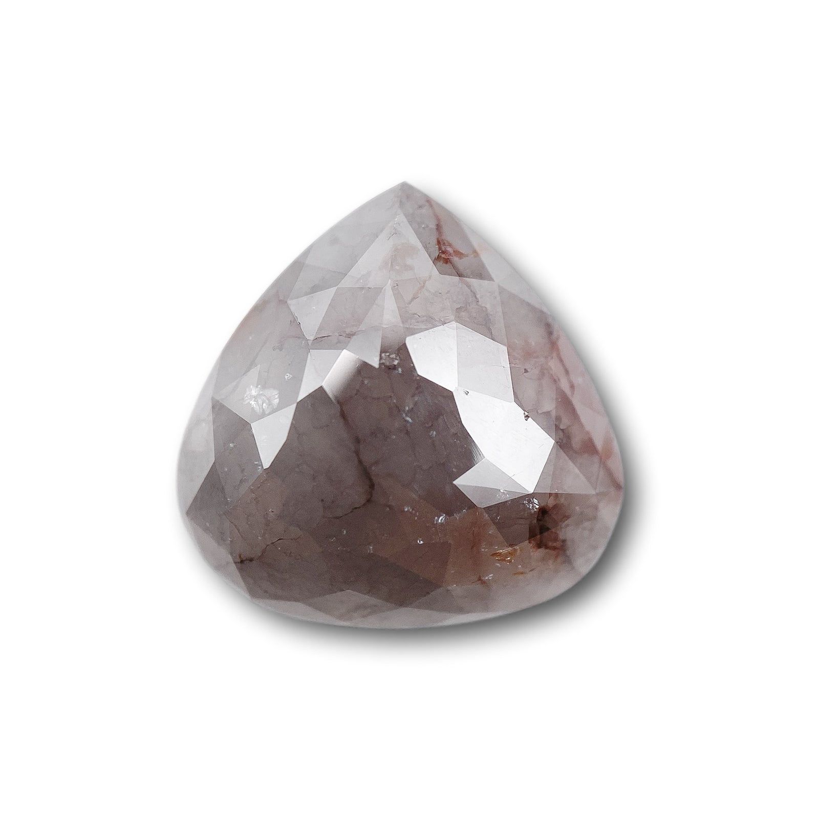 5.64ct | Salt & Pepper Pear Shape Rose Cut Diamond - Modern Rustic Diamond