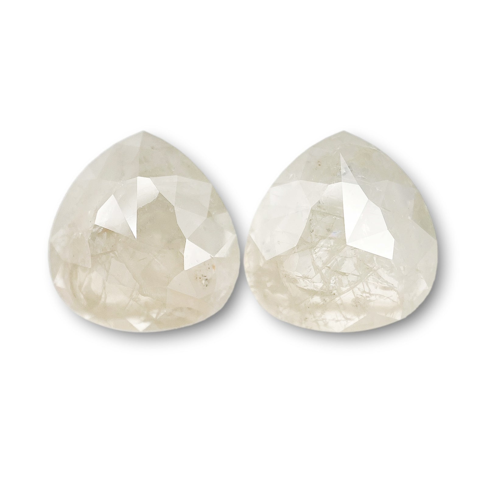 3.90cttw | Rustic  Pear Shape Rose Cut Diamond Matched Pair - Modern Rustic Diamond