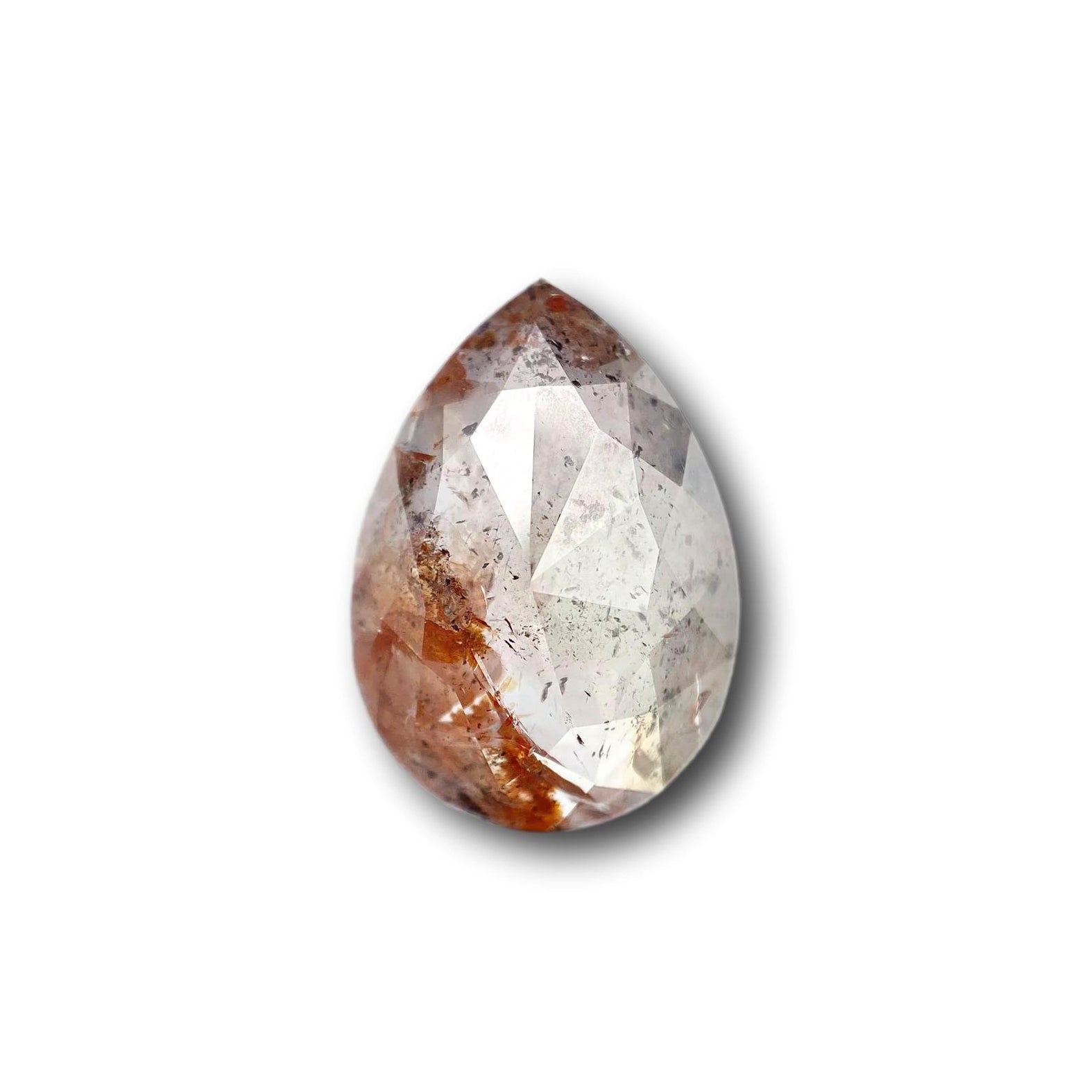 3.85ct | Salt & Pepper Pear Shape Rose Cut Diamond - Modern Rustic Diamond