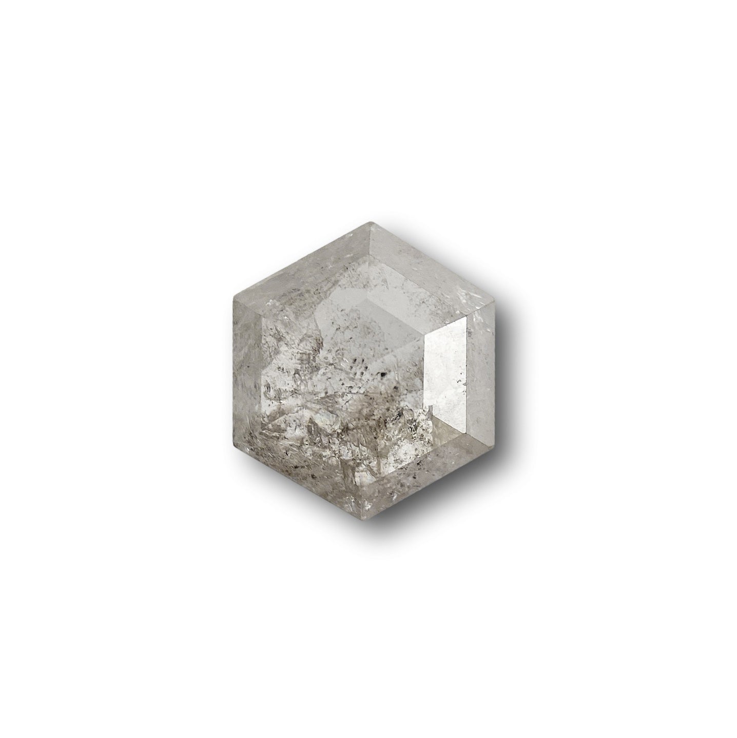 0.66ct | Salt & Pepper Hexagon Shape Rose Cut Diamond - Modern Rustic Diamond