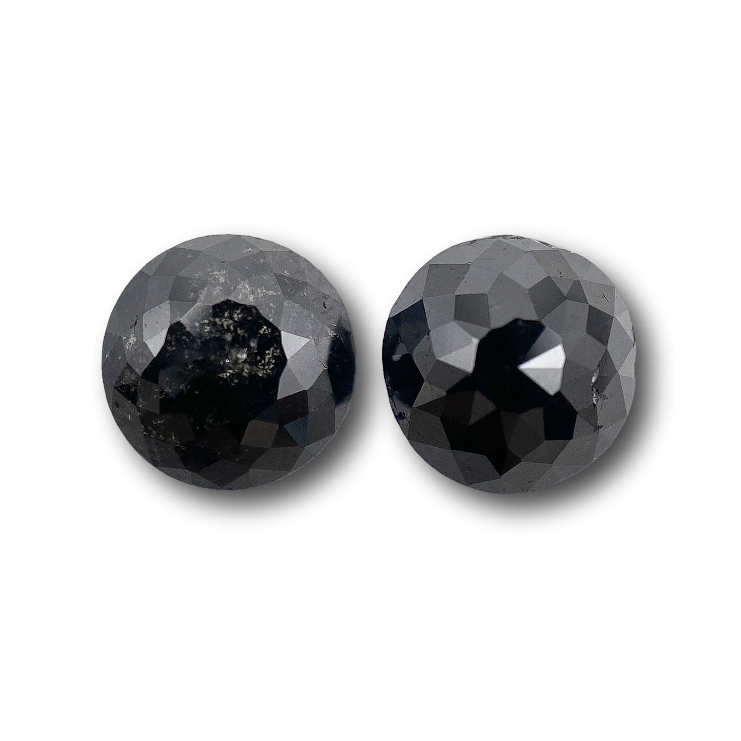 1.98cttw | Black Round Shape Rose Cut Diamond Matched Pair-Modern Rustic Diamond