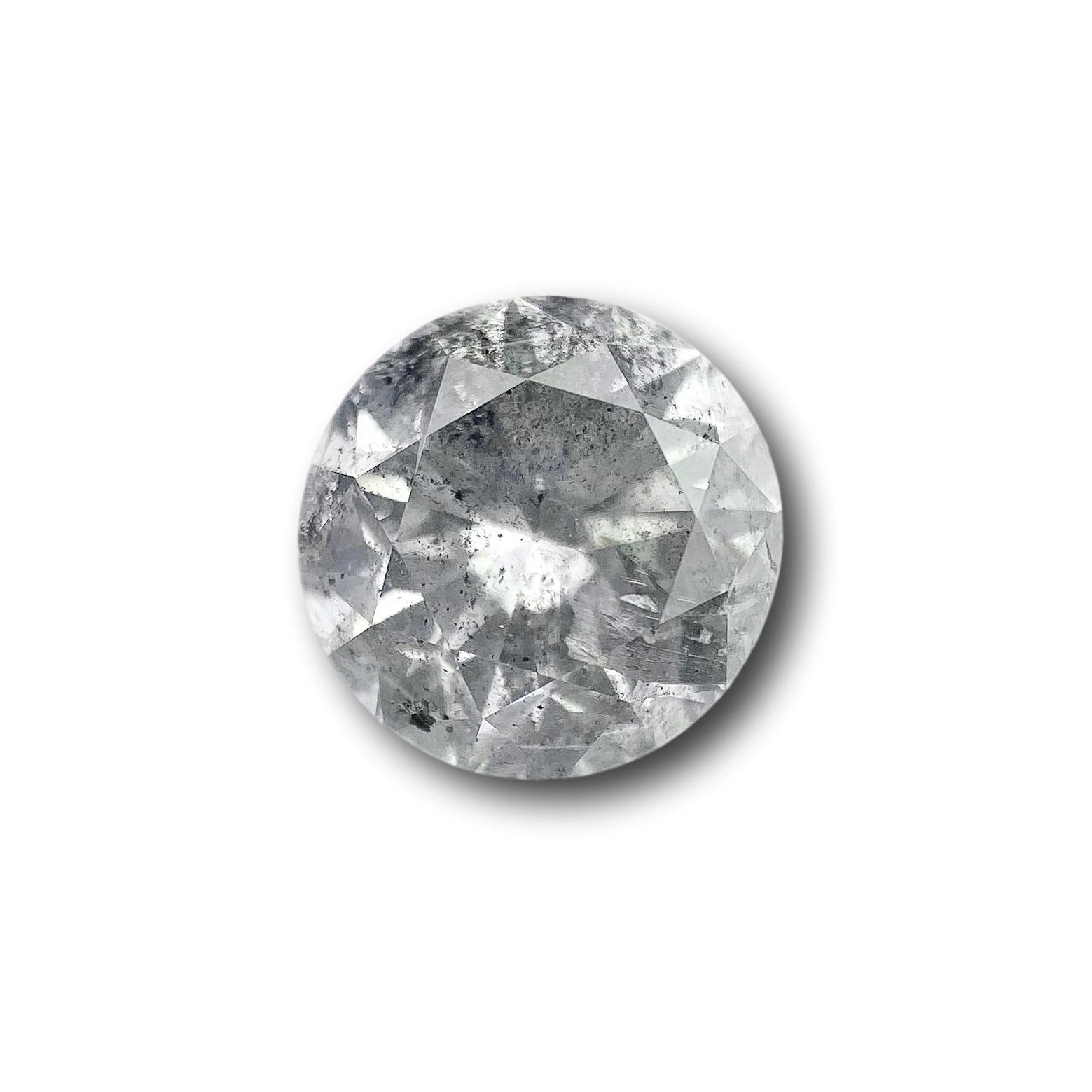 2.00ct | Salt & Pepper Round Shape Brilliant Cut Diamond - Modern Rustic Diamond