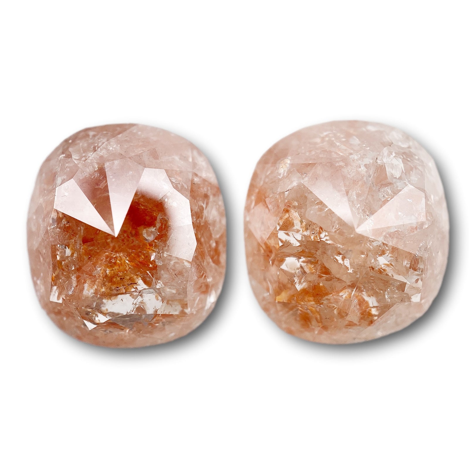 18.97cttw | Salt & Pepper Cushion Shape Rose Cut Diamond Matched Pair - Modern Rustic Diamond