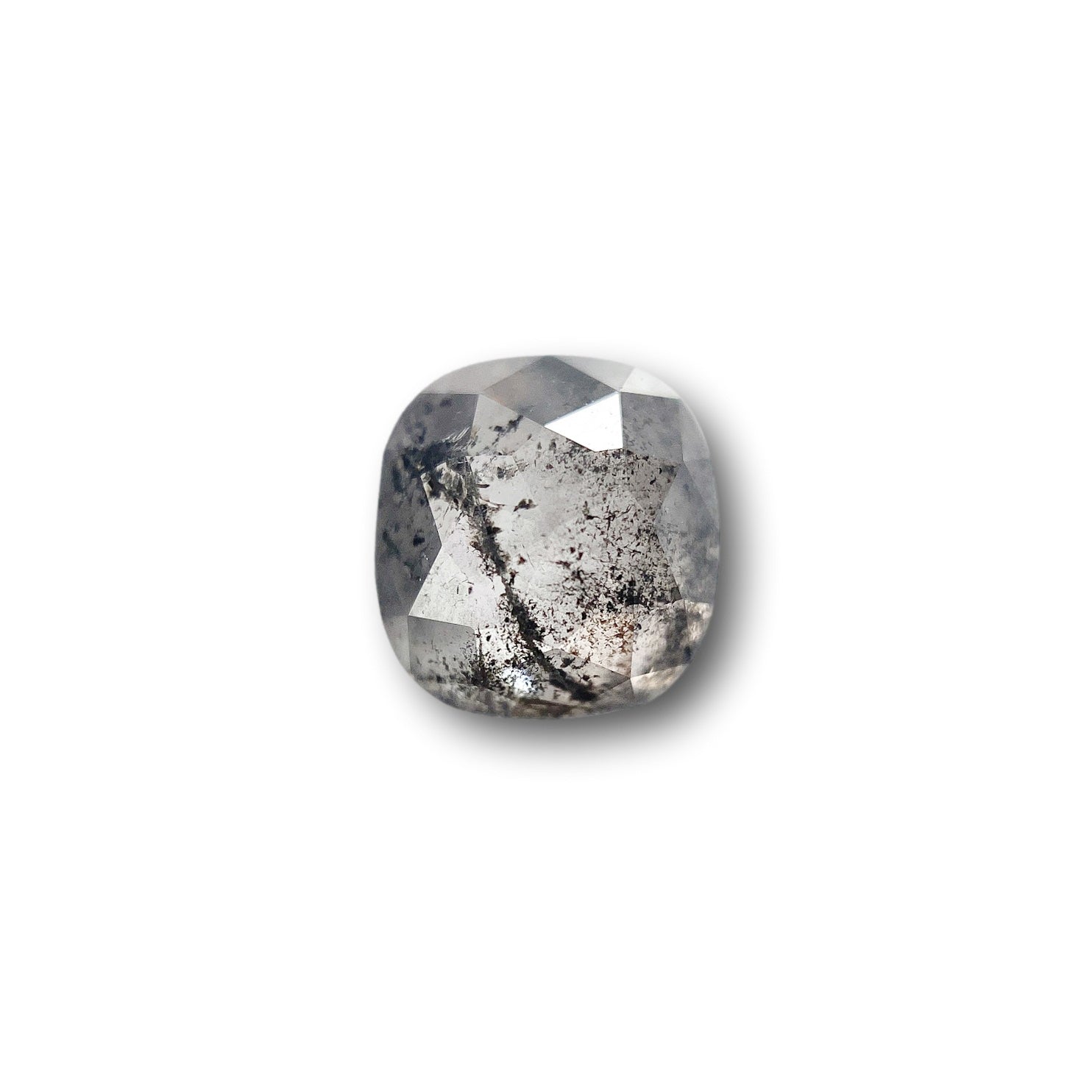 1.40ct | Salt & Pepper Cushion Shape Rose Cut Diamond - Modern Rustic Diamond