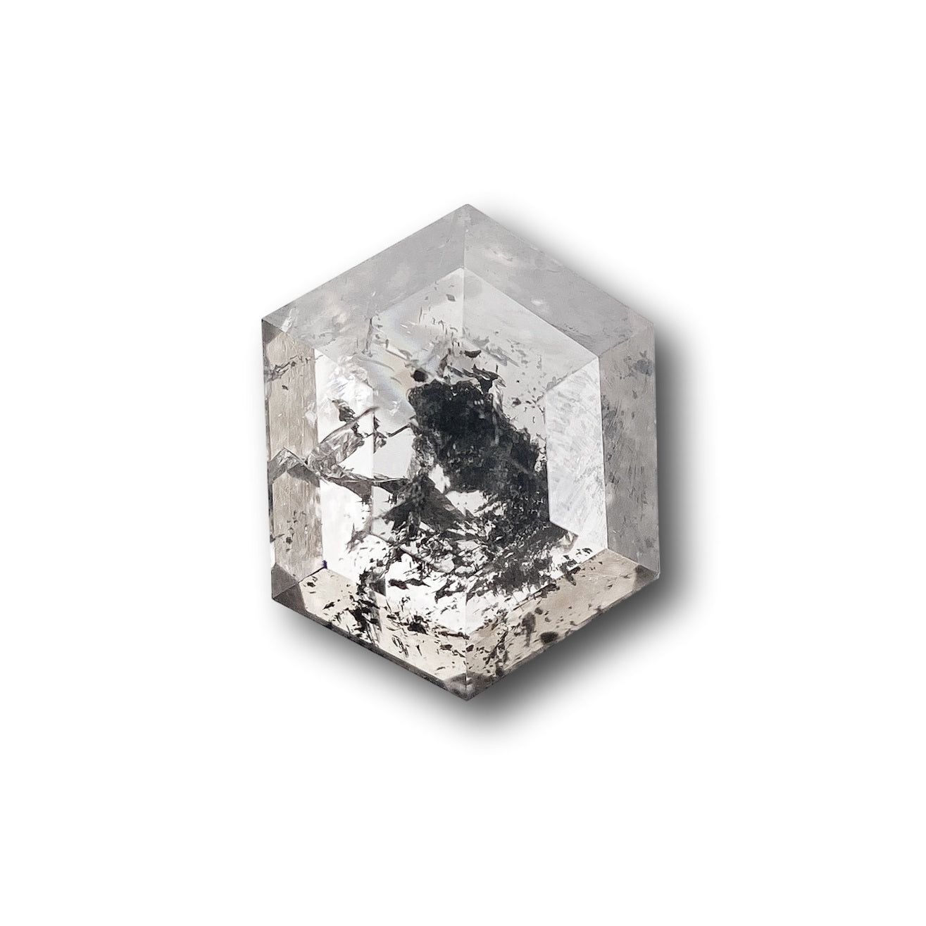 1.39ct | Salt & Pepper Hexagon Shape Rose Cut Diamond - Modern Rustic Diamond