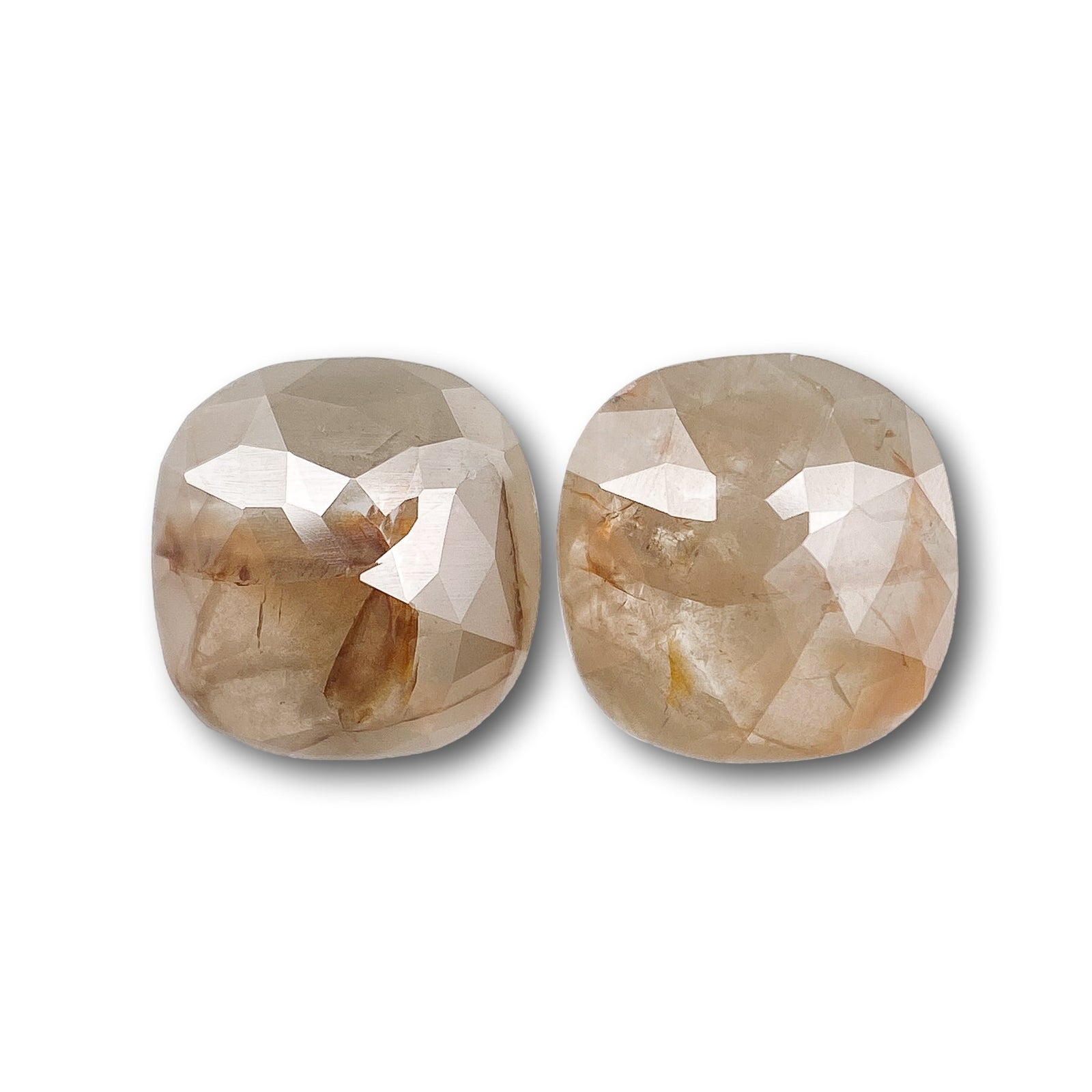 1.83cttw | Rustic  Cushion Shape Rose Cut Diamond Matched Pair - Modern Rustic Diamond