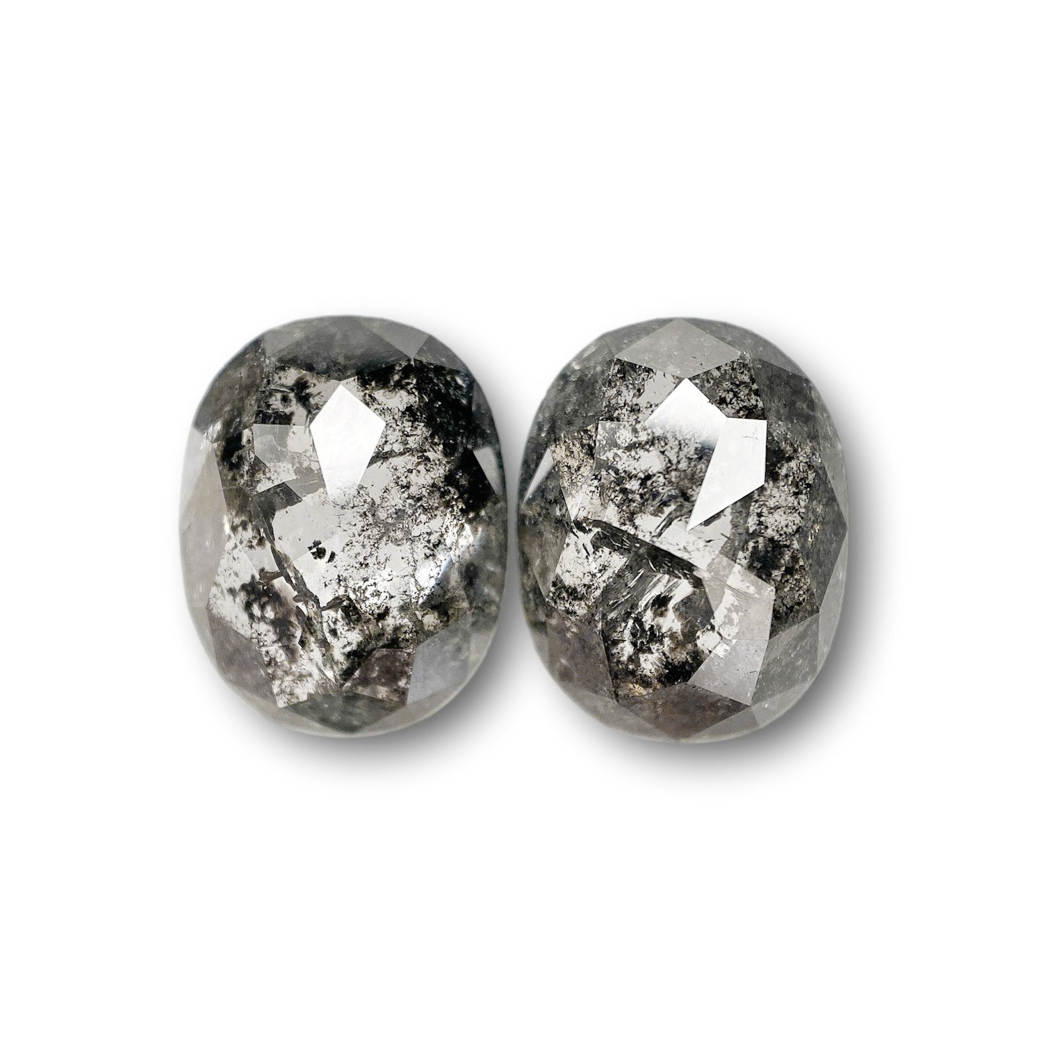 4.38cttw | Rustic Oval Shape Rose Cut Diamond Matched Pair - Modern Rustic Diamond