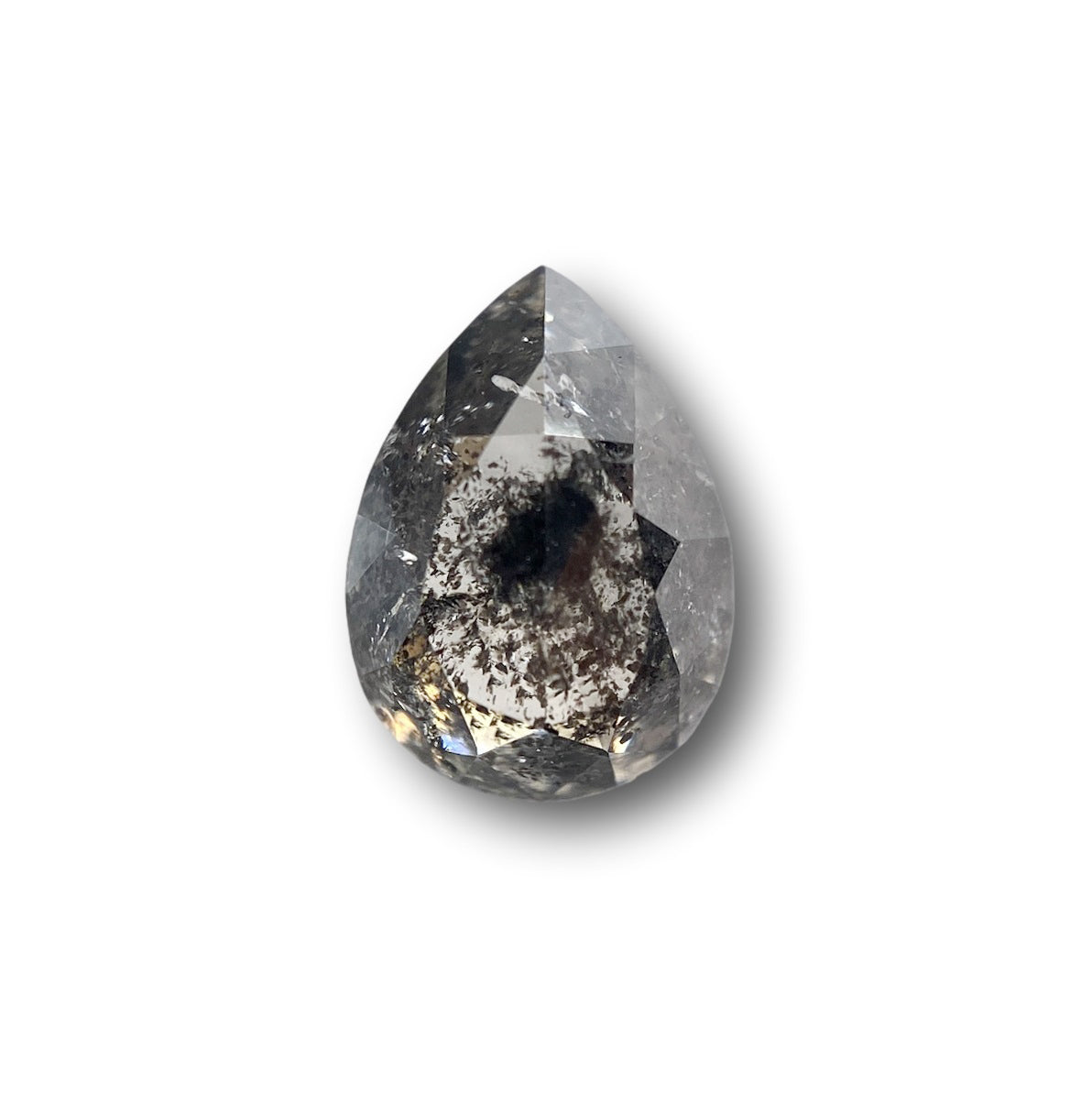 1.76ct | Salt & Pepper Pear Shape Rose Cut Diamond - Modern Rustic Diamond