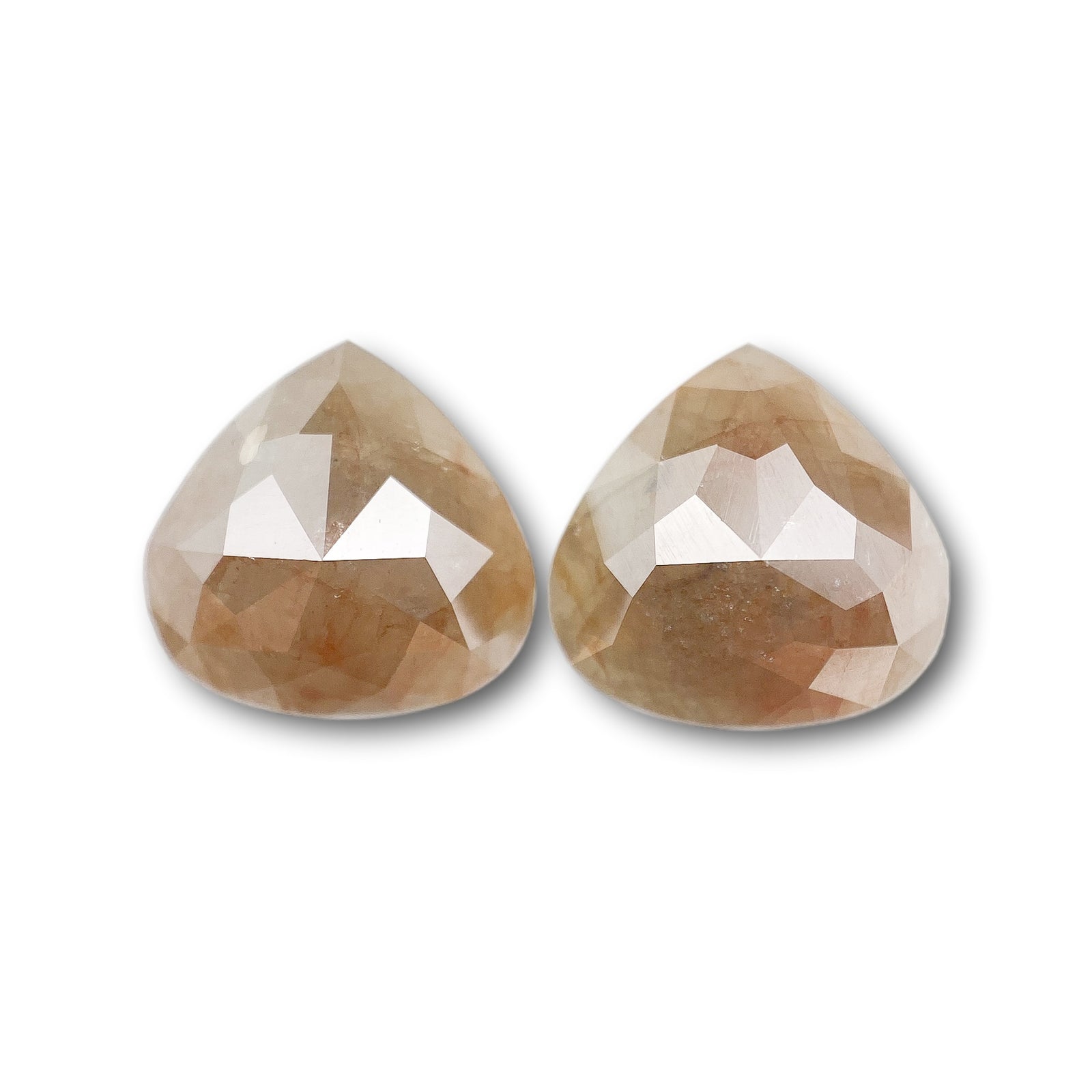 4.04cttw | Rustic  Pear Shape Rose Cut Diamond Matched Pair - Modern Rustic Diamond