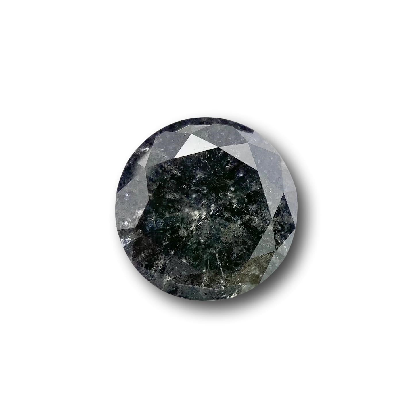 2.10ct | Salt & Pepper Round Shape Brilliant Cut Diamond - Modern Rustic Diamond