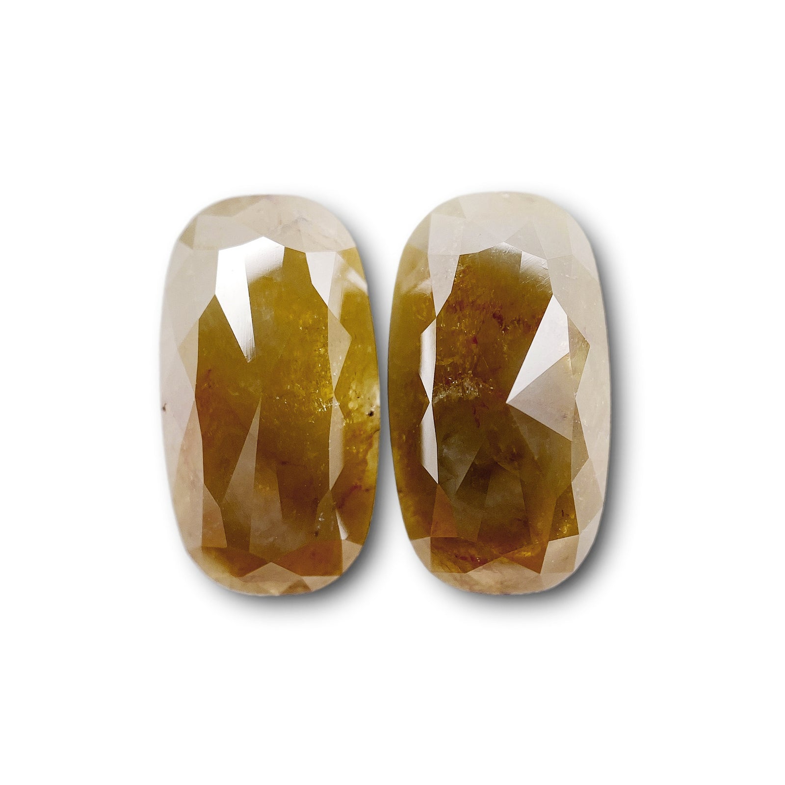 6.31cttw | Rustic  Oval Shape Rose Cut Diamond Matched Pair - Modern Rustic Diamond