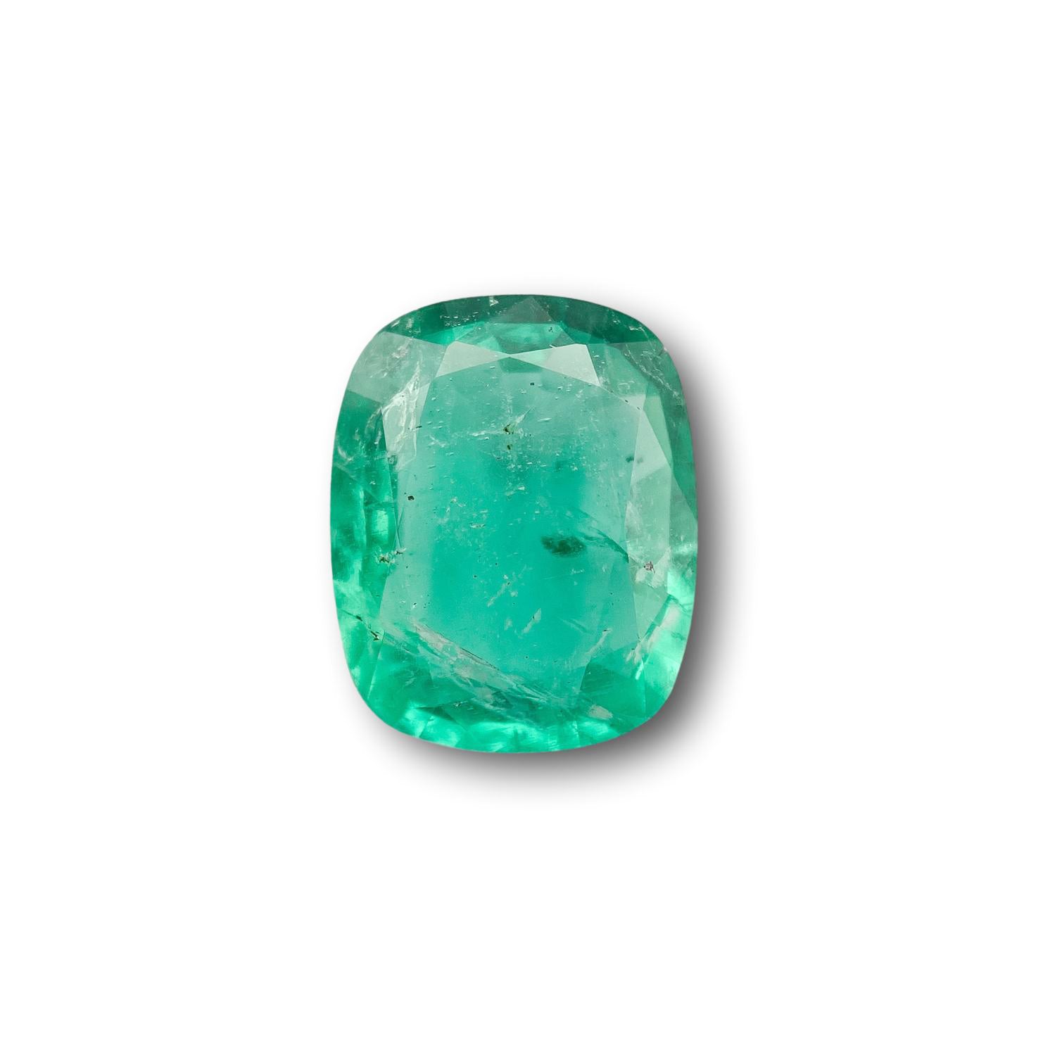 2.45ct | Brilliant Cut Cushion Shape Brazil Emerald - Modern Rustic Diamond