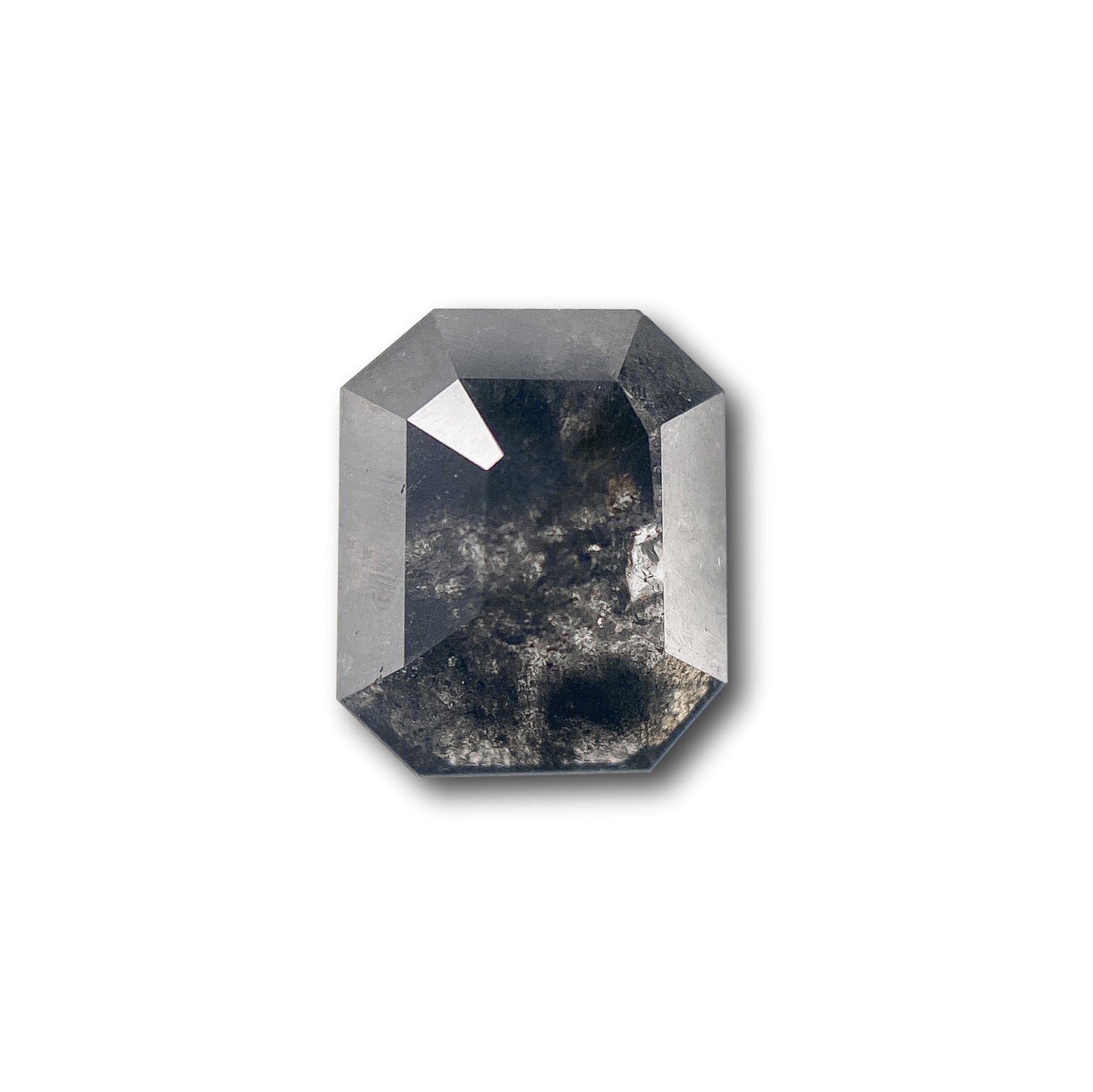 1.19ct | Salt & Pepper Emerald Shape Rose Cut Diamond - Modern Rustic Diamond