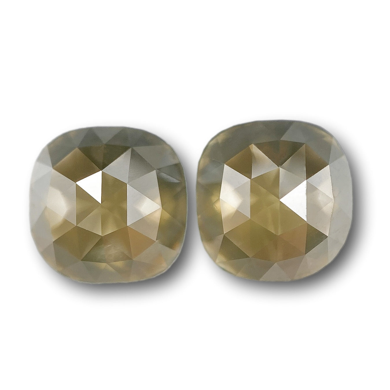 2.83cttw | Salt & Pepper Cushion Shape Rose Cut Diamond Matched Pair - Modern Rustic Diamond