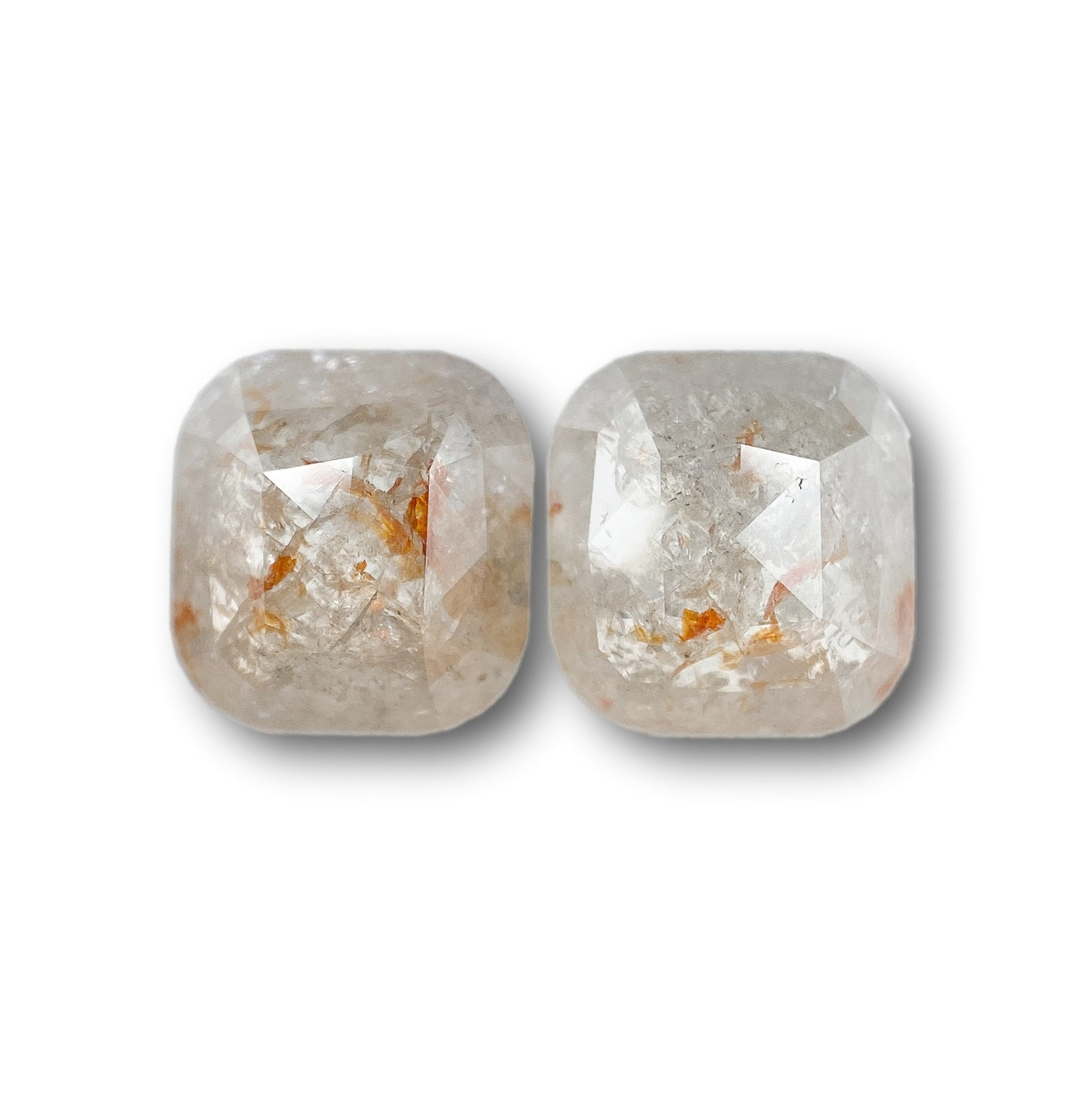 2.85cttw | Rustic  Cushion Shape Rose Cut Diamond Matched Pair - Modern Rustic Diamond