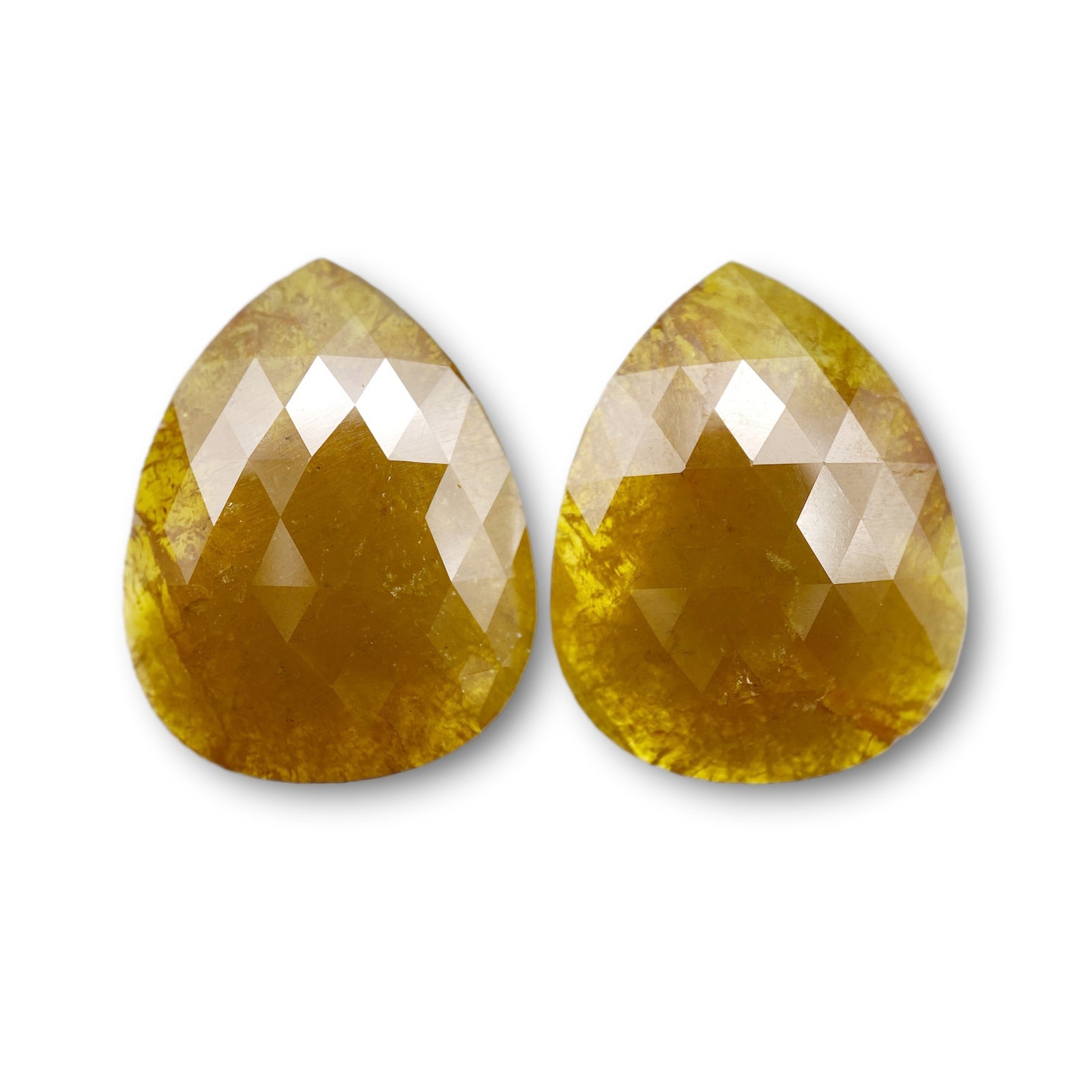 9.49cttw | Salt & Pepper Pear Shape Rose Cut Diamond Matched Pair - Modern Rustic Diamond