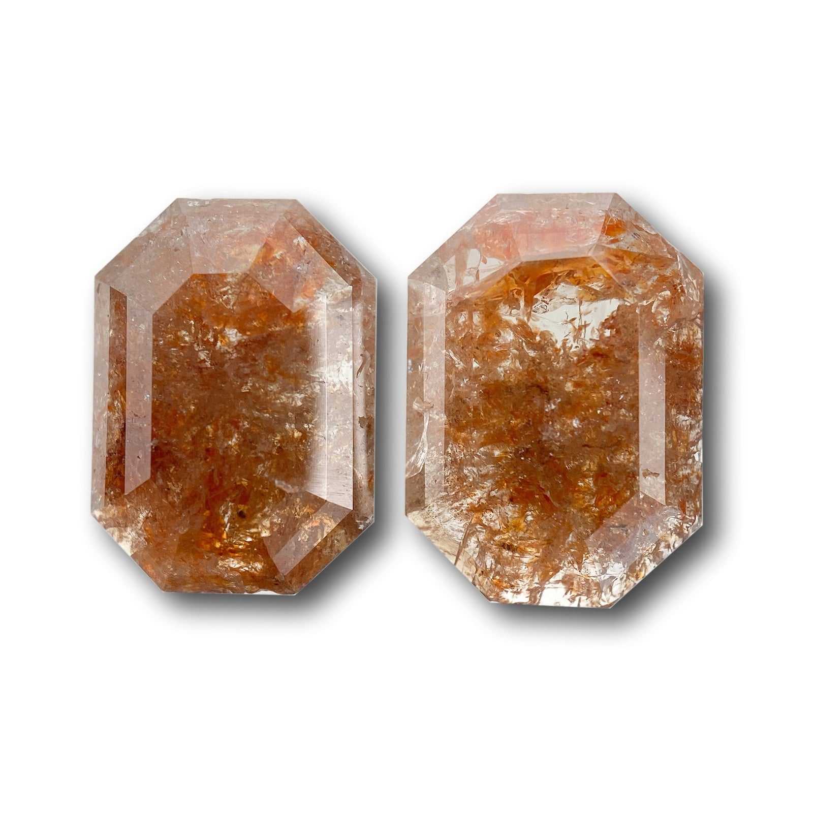 5.22cttw | Salt & Pepper Emerald Shape Rose Cut Diamond Matched Pair - Modern Rustic Diamond