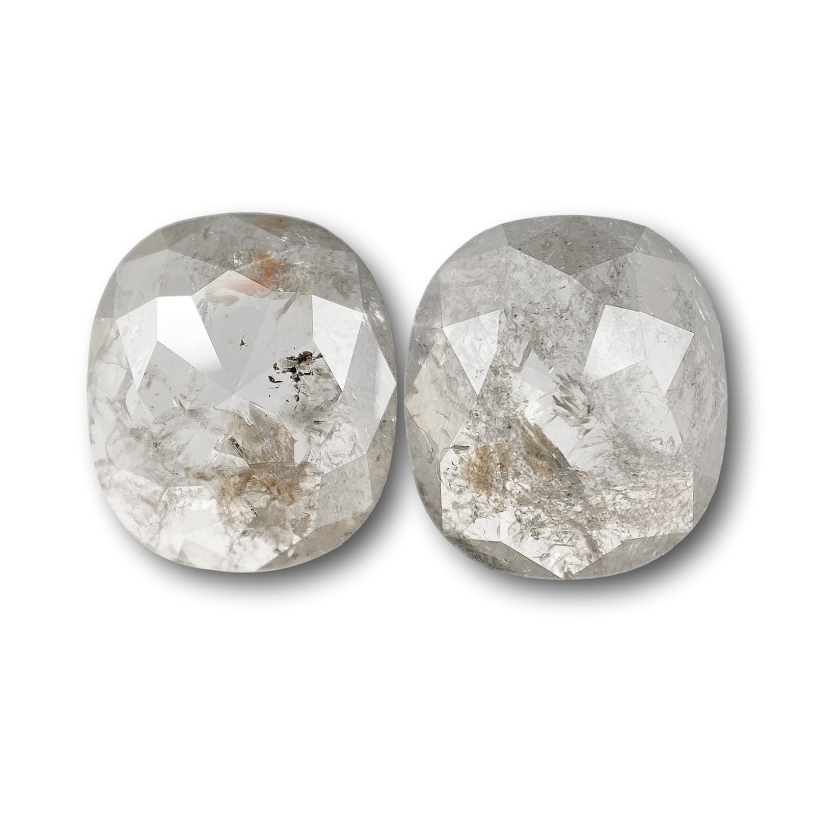 2.28cttw | Rustic Oval Shape Rose Cut Diamond Matched Pair - Modern Rustic Diamond
