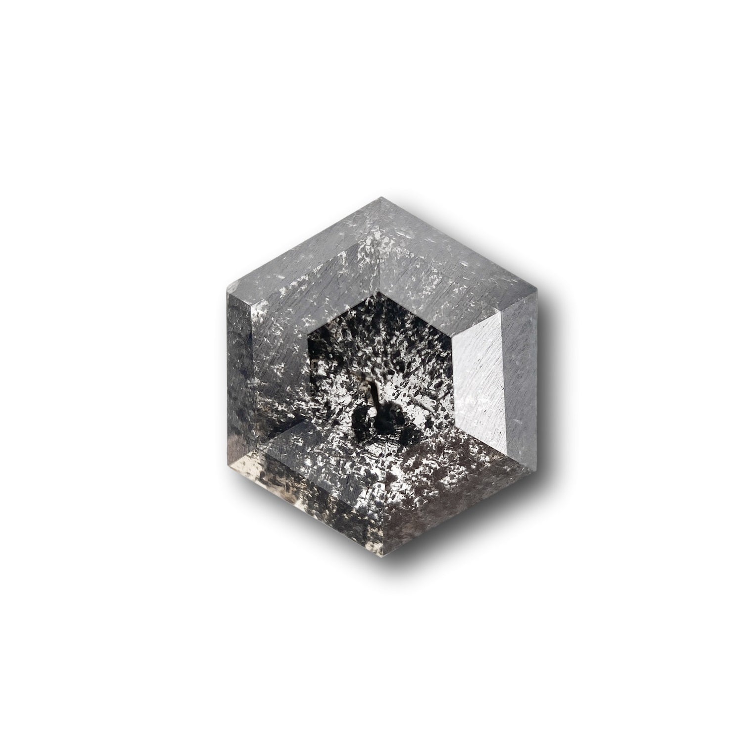 1.35ct | Salt & Pepper Hexagon Shape Rose Cut Diamond - Modern Rustic Diamond