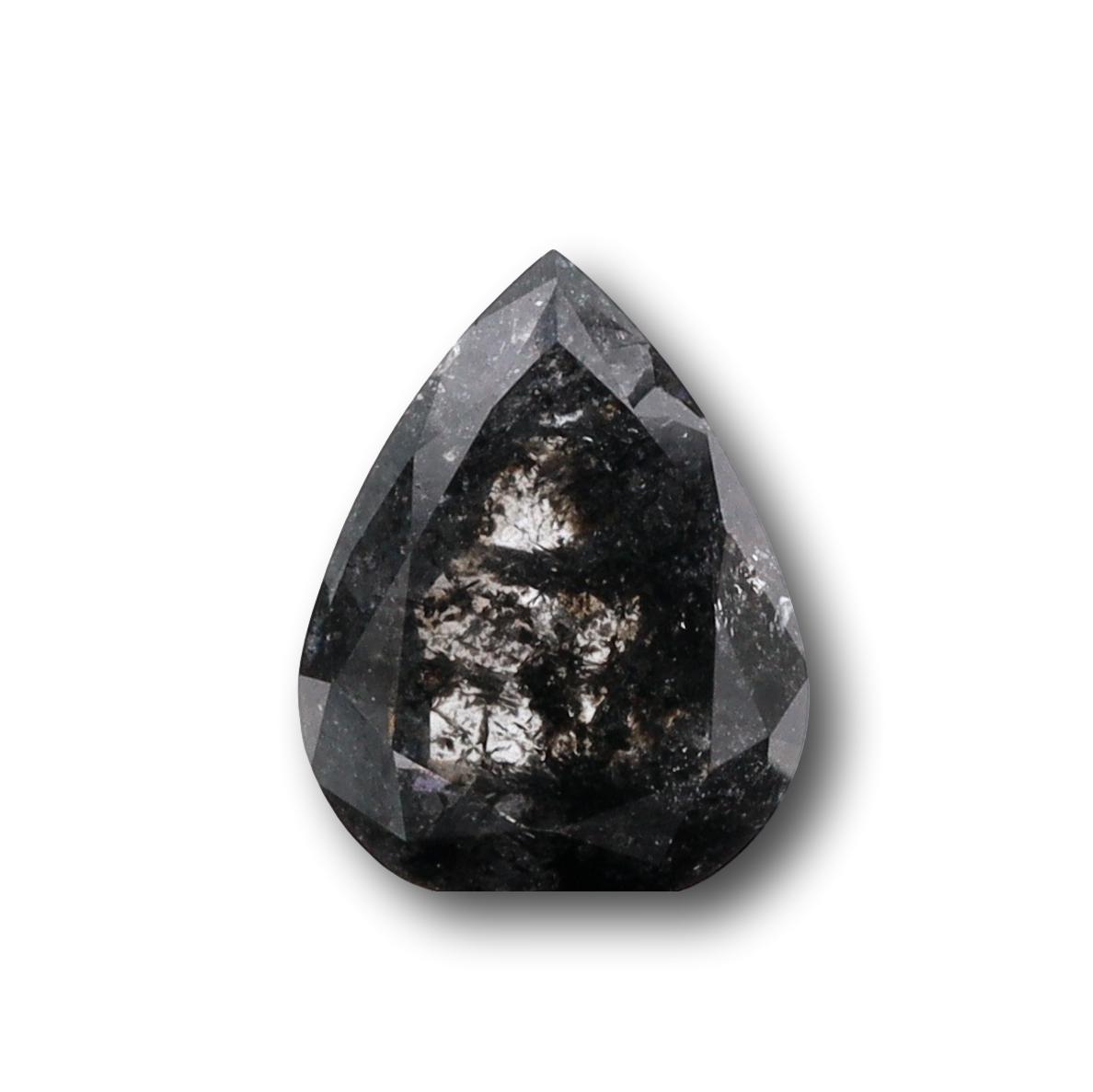 1.67ct | Salt & Pepper Pear Shape Brilliant Cut Diamond - Modern Rustic Diamond